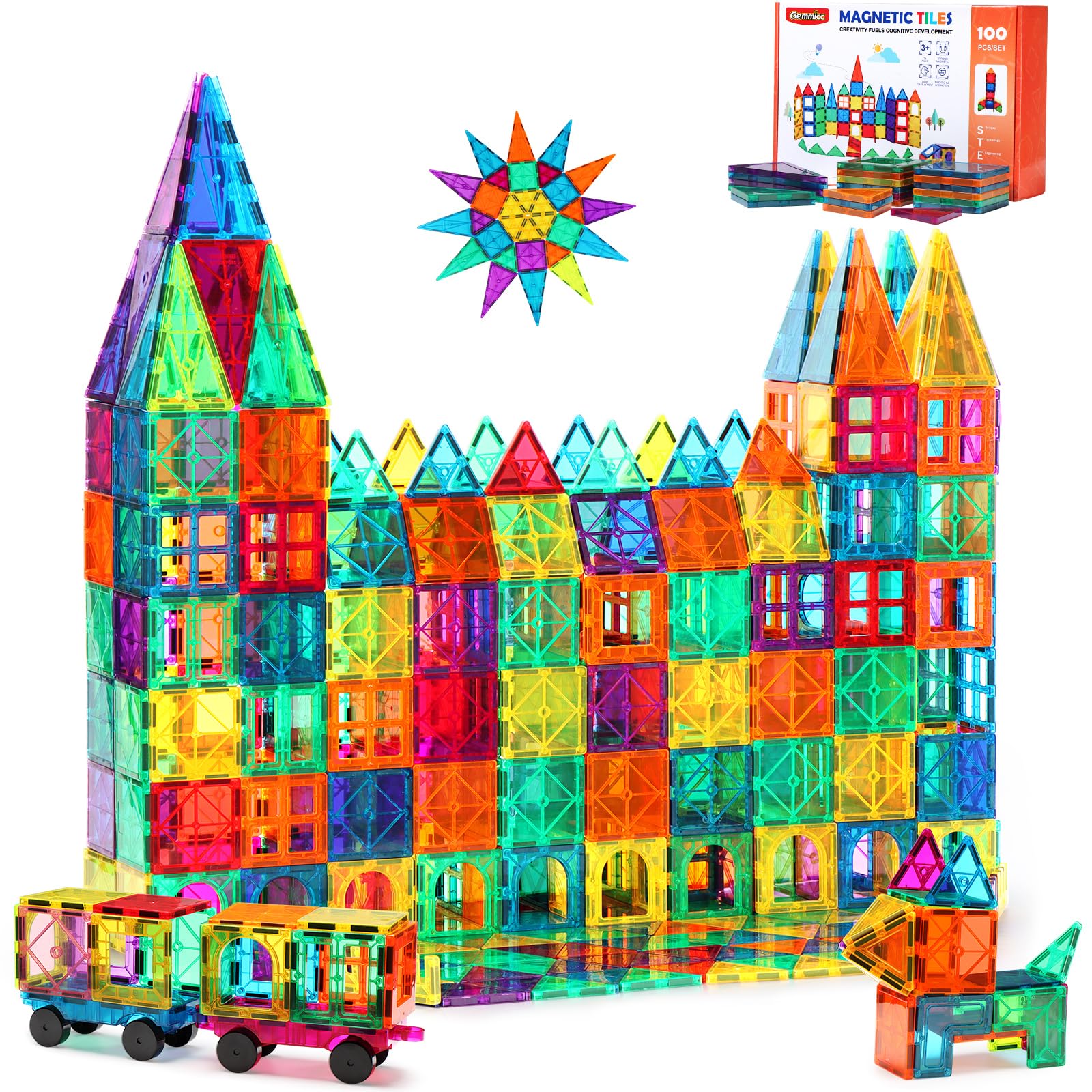 Gemmicc 100-Piece Magnetic Tiles