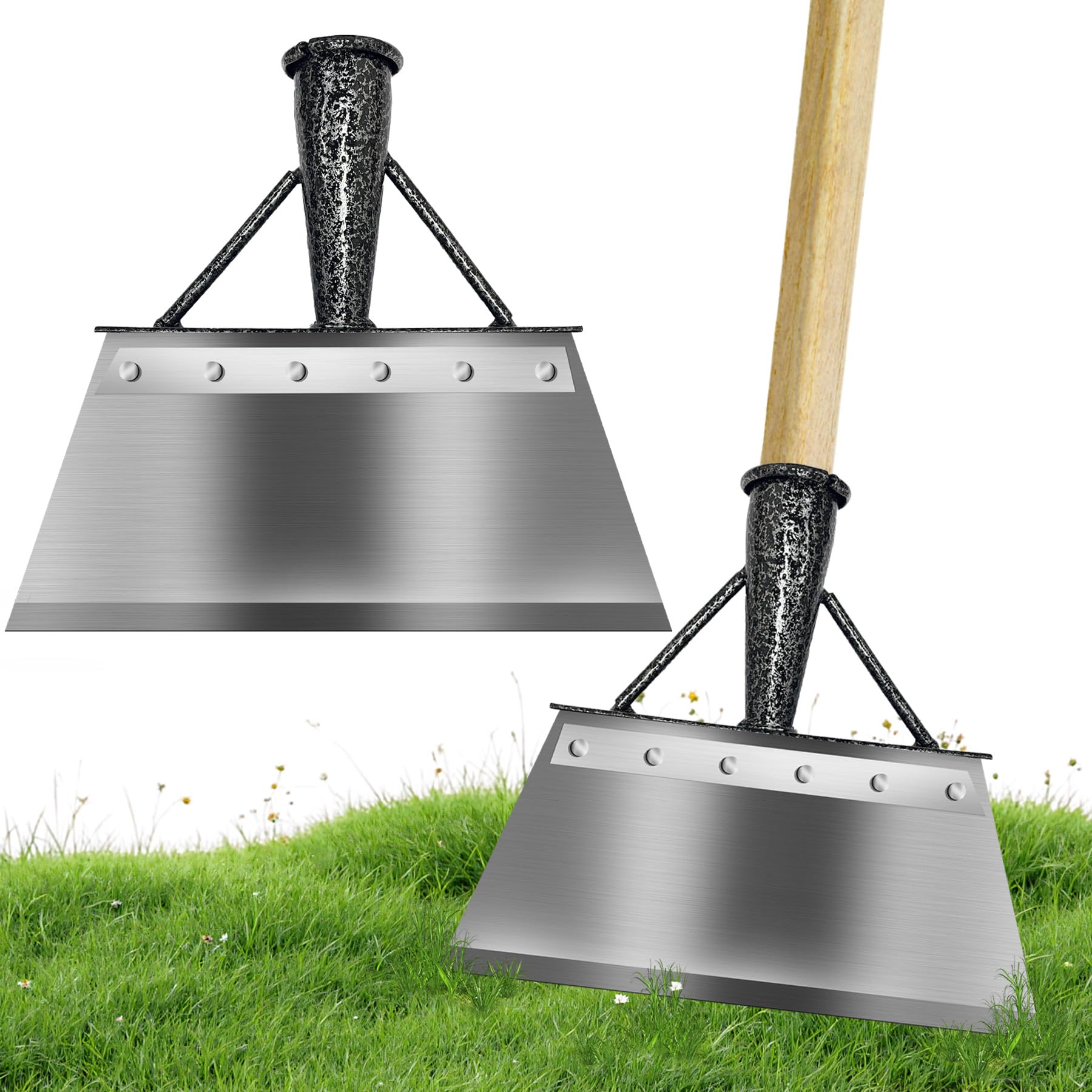 Pala Multifunzionale per La Pulizia,Pala da giardino multifunzionale per la casa,Pala per La Pulizia Del Giardino,acciaio al carbonio diserbo piantare strumento,Pala Piatta in Acciaio 28cm