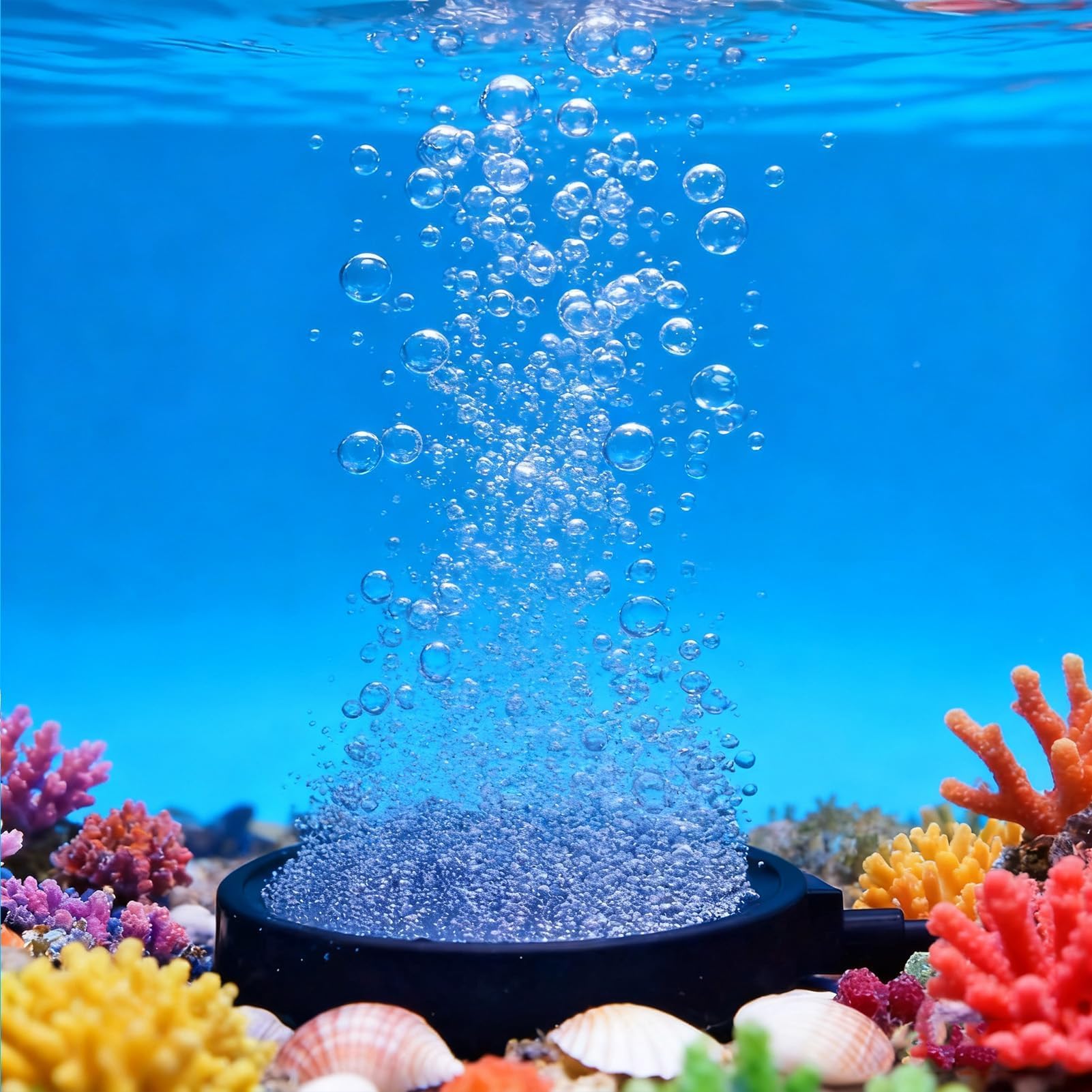 Pierre à Air pour étangs 10 cm Bulleur Aquarium Grand Disque de Pierre à air Tuyau de 4 mm / 8 mm pouvant être Connecté pour étangs, Aquariums et Aquariums-avec Ventouses