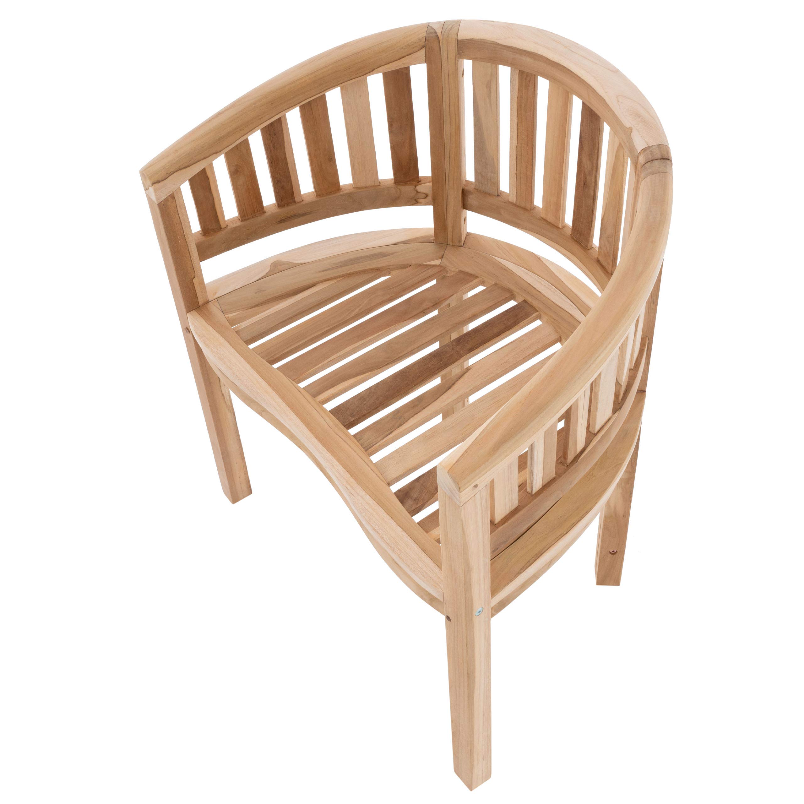 DIVERO Bananenstuhl MIAMI aus Teak Holz, unbehandelt – Natur-Braun