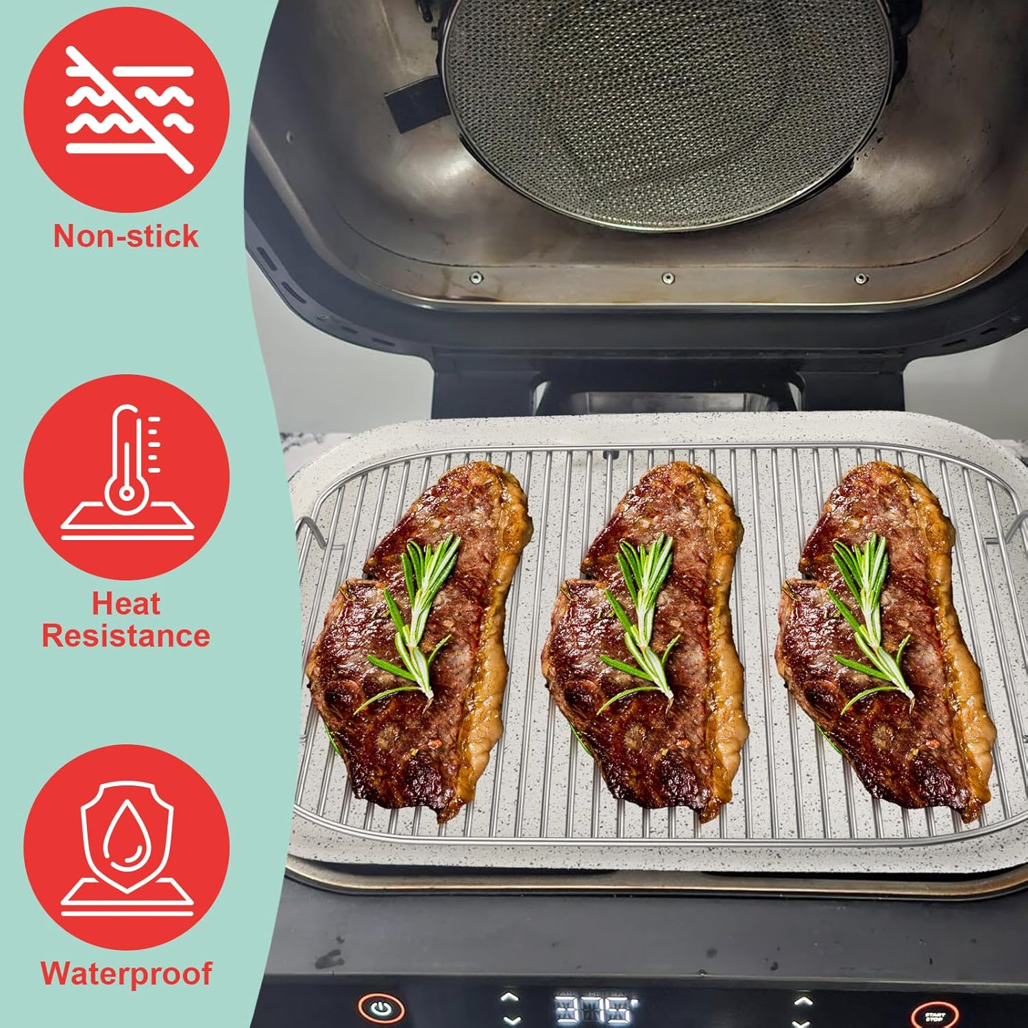 Griddle Pan and Rack for Ninja Woodfire OG800 and OG900 Series Smoker Grills, Non-Stick Ceramic Flat Top Griddle Accessories for OG951 OG850 OG952 Pro Connect XL, Grill Rack for Ninja XSKGRDPLT, White