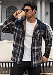 Herberton Veste en flanelle plaquée pour hommes Bouton chaud doublé de sherpa à capuche Corduroy (S-XXL)