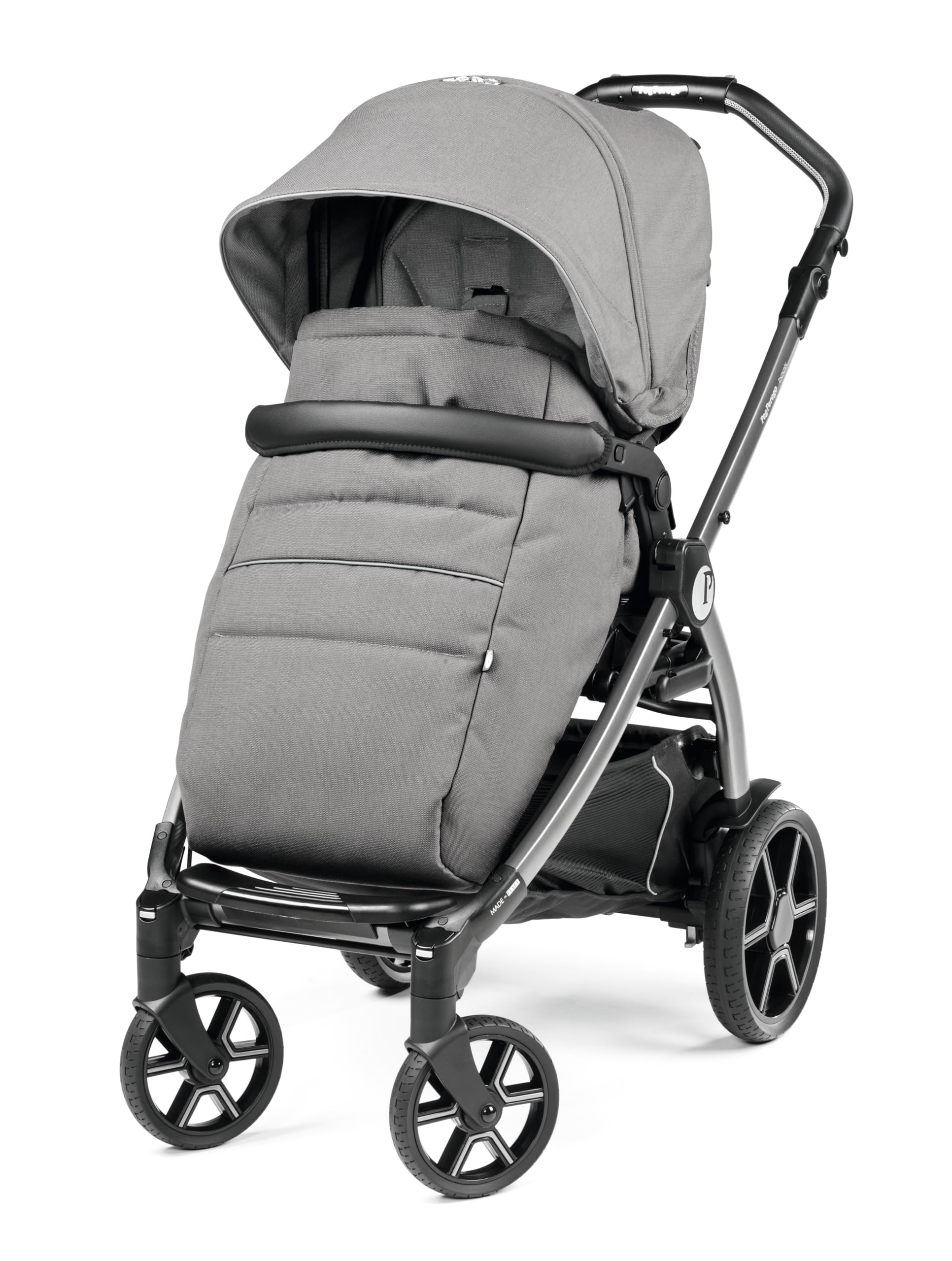 Peg Perego Book Modular – Cochecito 3 en 1 para Bebés 0-4 Años, Silla de Paseo Reversible, Capazo con Comfort System, Silla de Coche i-Size, Ruedas Soft Ride, Colchón Fresco Jersey, Mercury