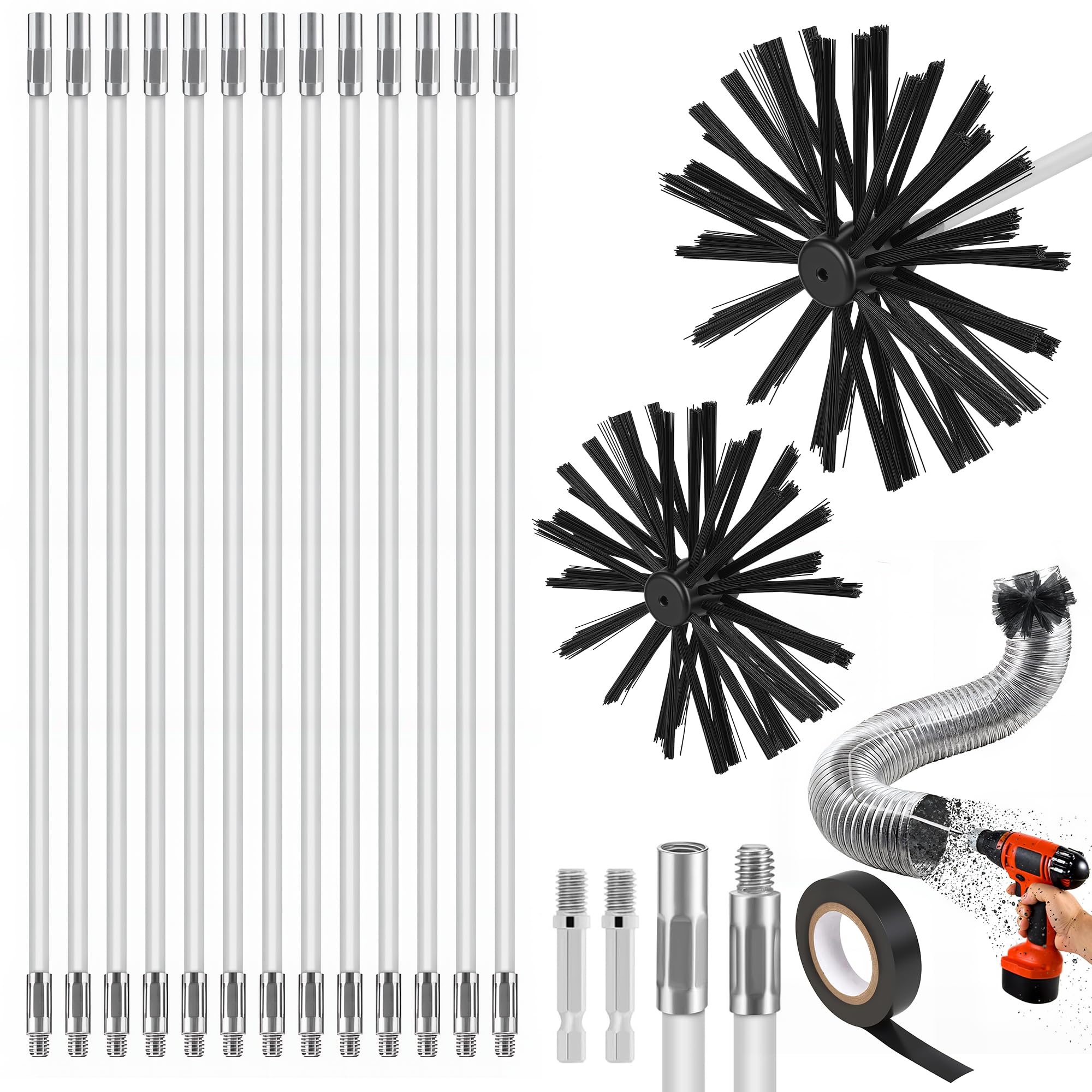 Spazzacamino Kit Pulizia Canna Fumaria Pellet 150 mm 13 Pezzi