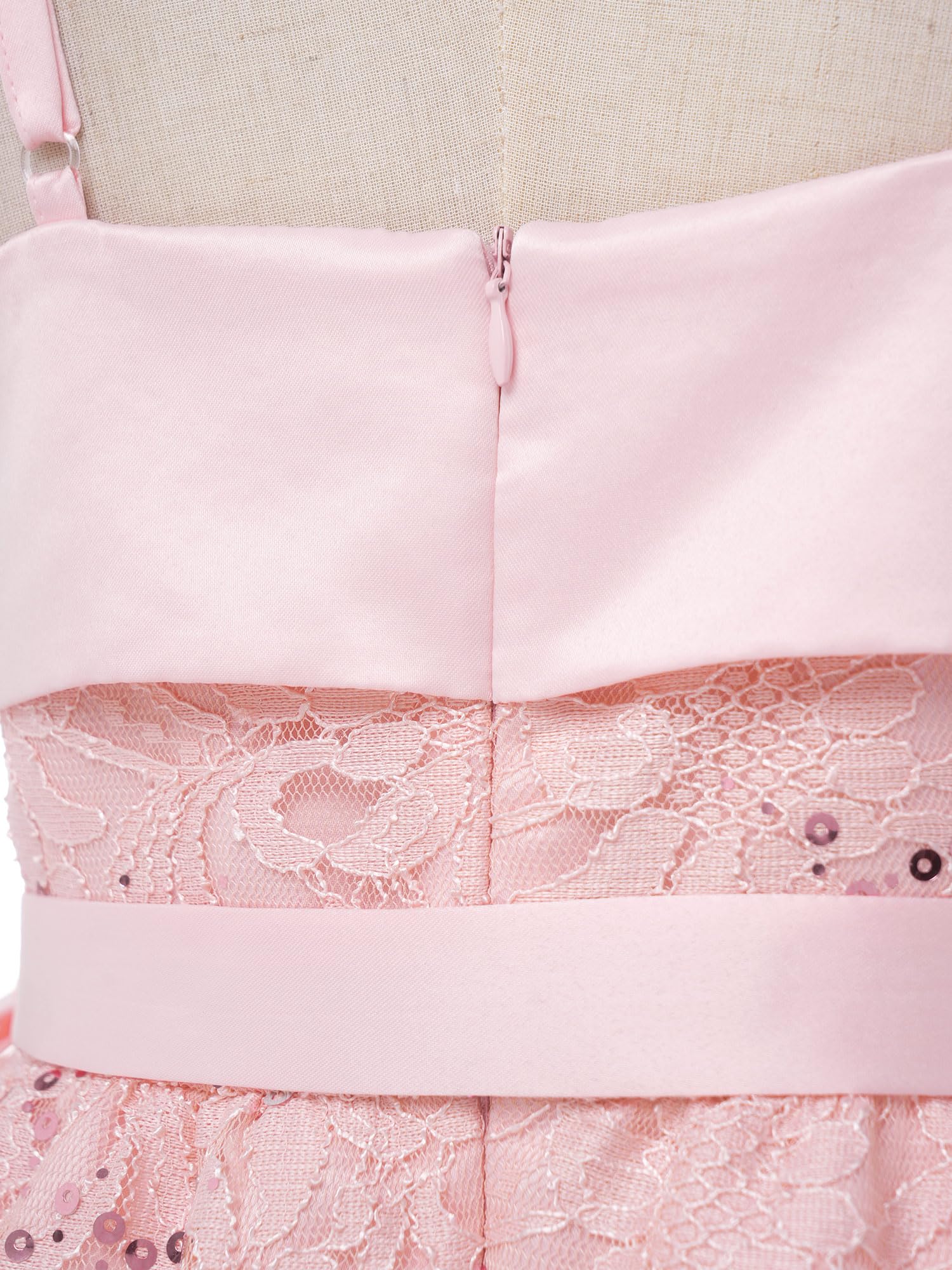 Aislor Bambini Vestito Cerimonia da Festa di Compleanno per Ragazze Abito | Spaghetti Straps,Collo Quadrato,Cintura Larga Seta,Festa Di Compleanno,Sera,Battesimo,Vacanze,Eventi,Nozze,Festivi,Banchetto