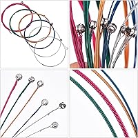 Vista 3 de Bememo 3 juegos de 6 cuerdas de acero de repuesto para guitarra acústica (1 juego de latón, 1 juego de cobre y 1 juego multicolor)