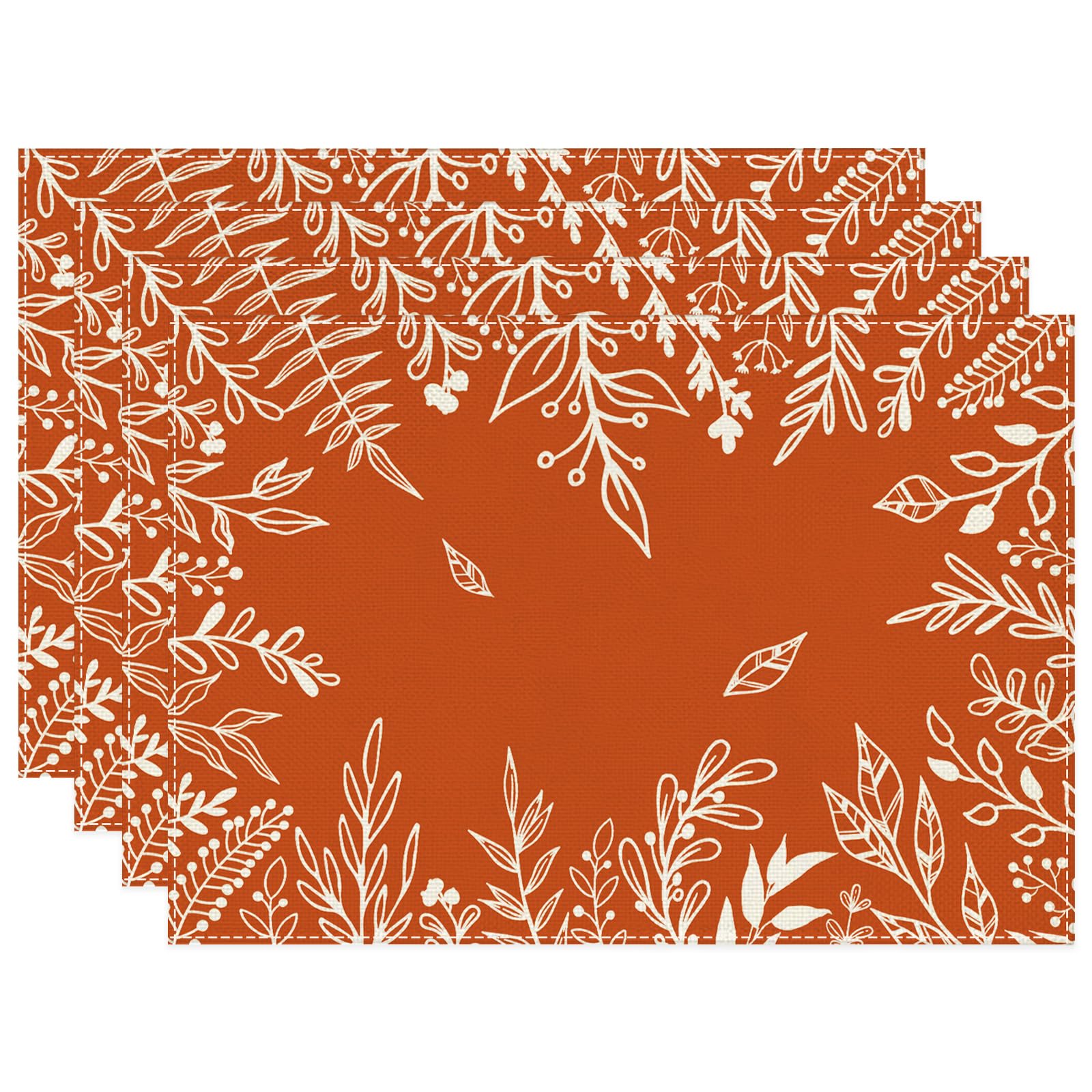 Orange Blätter Herbst Platzsets 4er Set, Ahornblätter Fallen