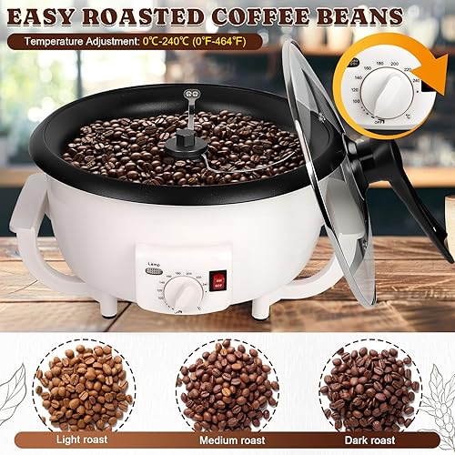 Miniatura 4 de Tostadora de café para uso doméstico, máquina eléctrica de café en grano de 28.22 oz de capacidad con temporizador 32.0-464.0 °F antiadherente para