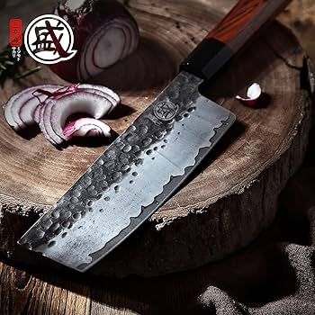Sugarplum4sovキナリ MITSUMOTO SAKARI Hand-Forged Nakiri Knife with Rosewood Handle