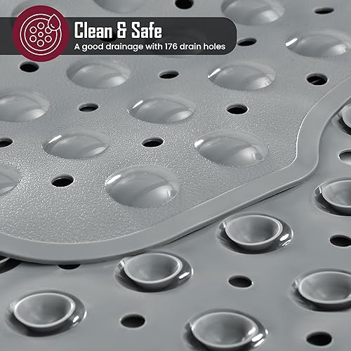 Miniatura 45 de LUX Décor - Tapete antideslizante para bañera, extra grande, 40 x 16 pulgadas, tapete de ducha de seguridad antideslizante con ventosas y agujeros