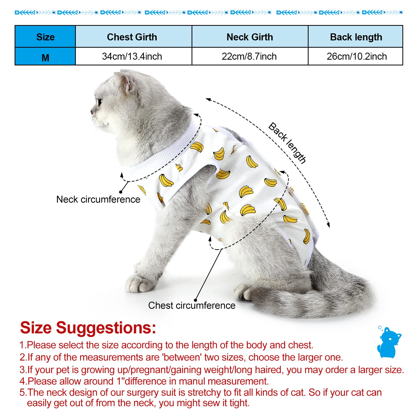 4 Tute per Gatto da Recupero Vestiti di Recupero in Cotone per Gatti Vestiti Traspiranti per Recupero di Gattini per Gatti Cucccioli Recupero Addominale Svezzamento, 4 Stili (M)