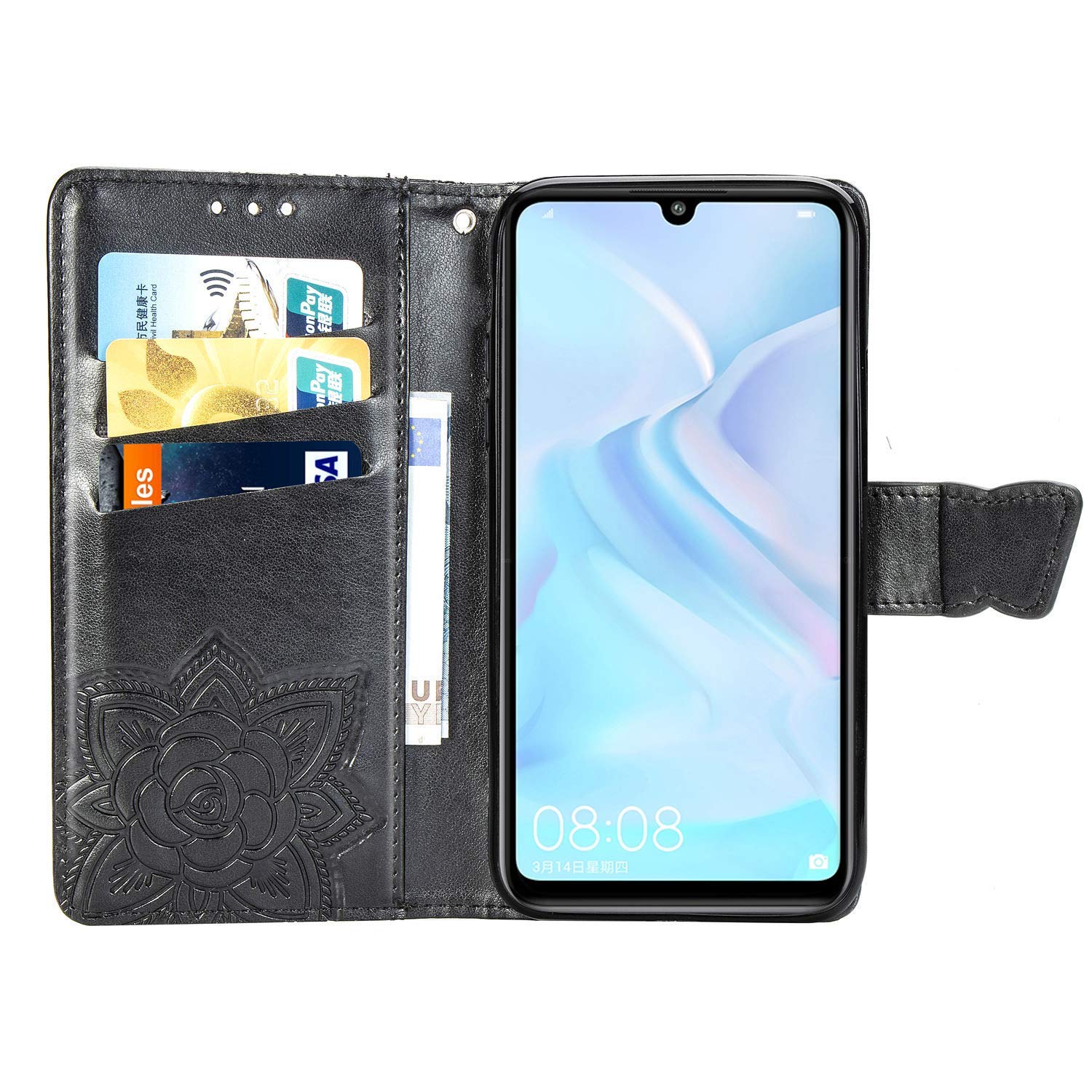 LEMAXELERS Cover Portafoglio Per Samsung Galaxy S10 Con Glitter E Motivo Mandala - Fodero In Pelle PU Con Supporto - 2