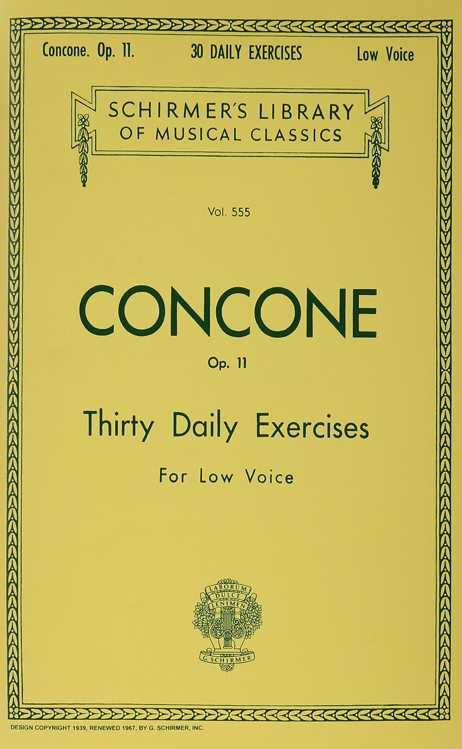 30 Daily Exercises, Op. 11: Schirmer Library of Classics Volume 555 Low Voice