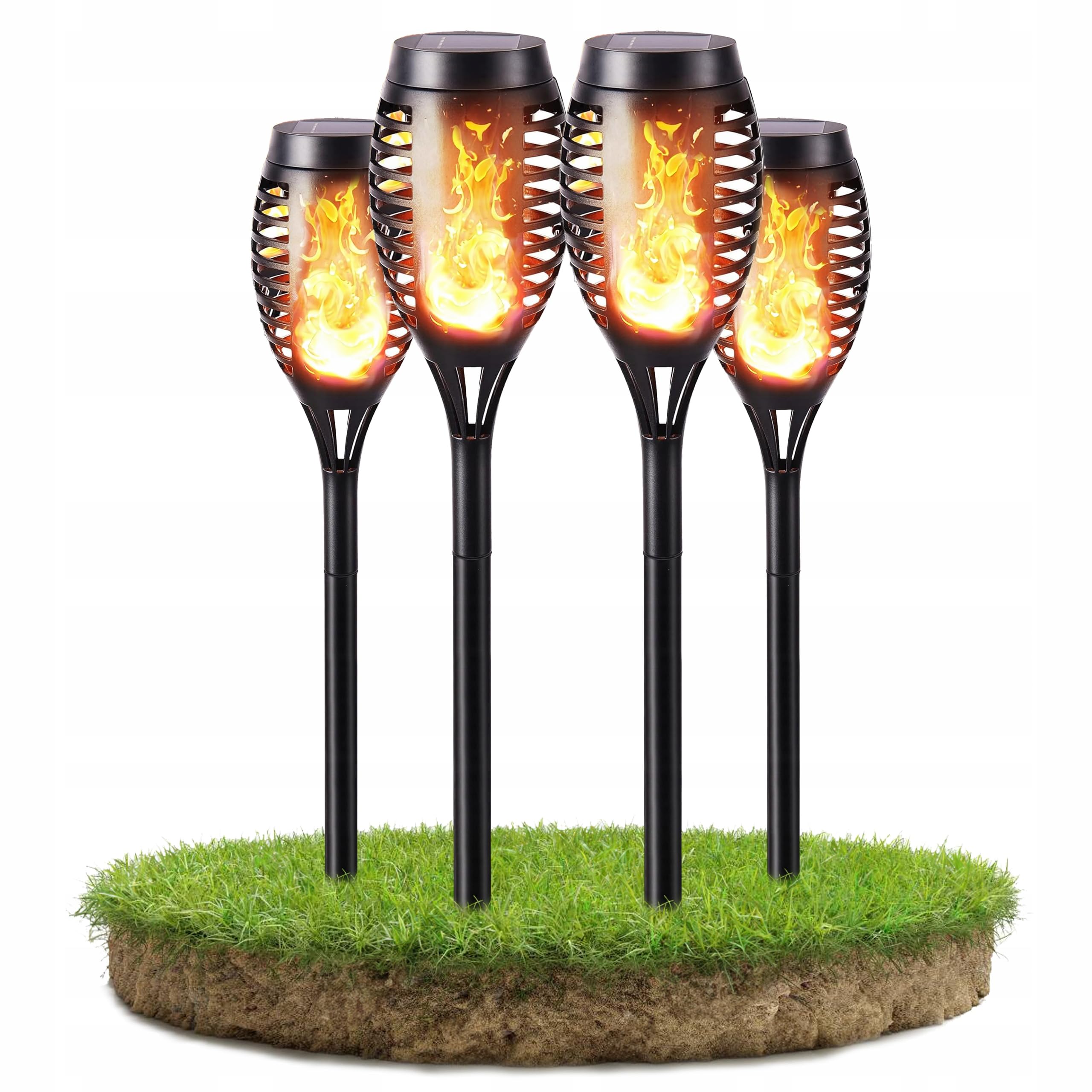 SMART LED Solarleuchten für Außen Garten 4 Stück Solar Fackel Gartenfackeln mit Realistischer Flammeneffekt, IP44 Wasserdicht Solarlampe für Halloween Außen, Hinterhöfe, Gärten, Rasen Beleuchtung (4)