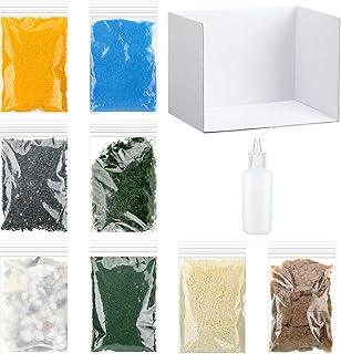 Honoson 9 Pack Total 460Gram Scenery Basing Material Kit Basing Material Kit Diorama Supplies Include Grass, Stone, Snow, Moss Stick, River, Desert for Model Railway Train Garden Diorama Scenery