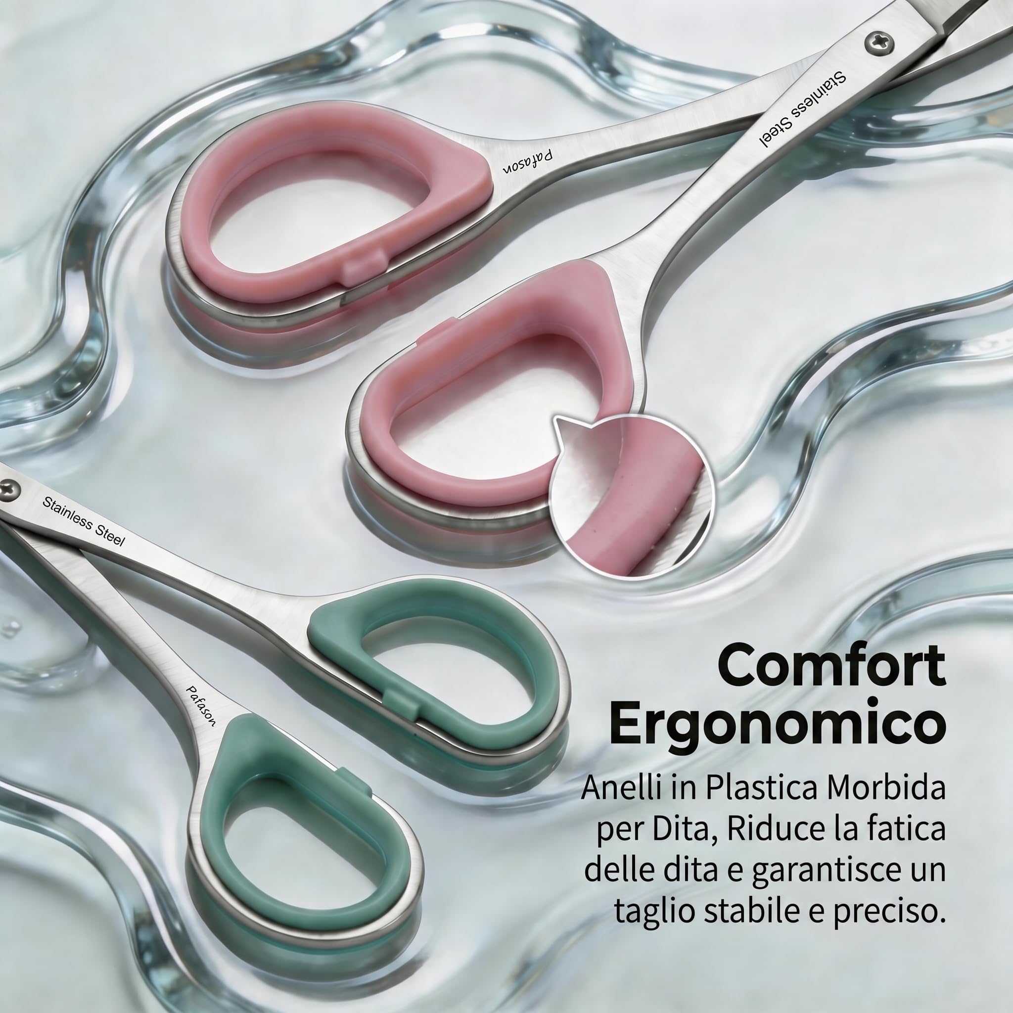 PAFASON Piccolo Cuticole Forbici Set, 2 Pezzi Multiuso Curvo Dritto Precisione Punta Manicure Pedicure Bellezza Toelettatura Strumento per Unghie Pelle Secca, Custodia Pelle Premium