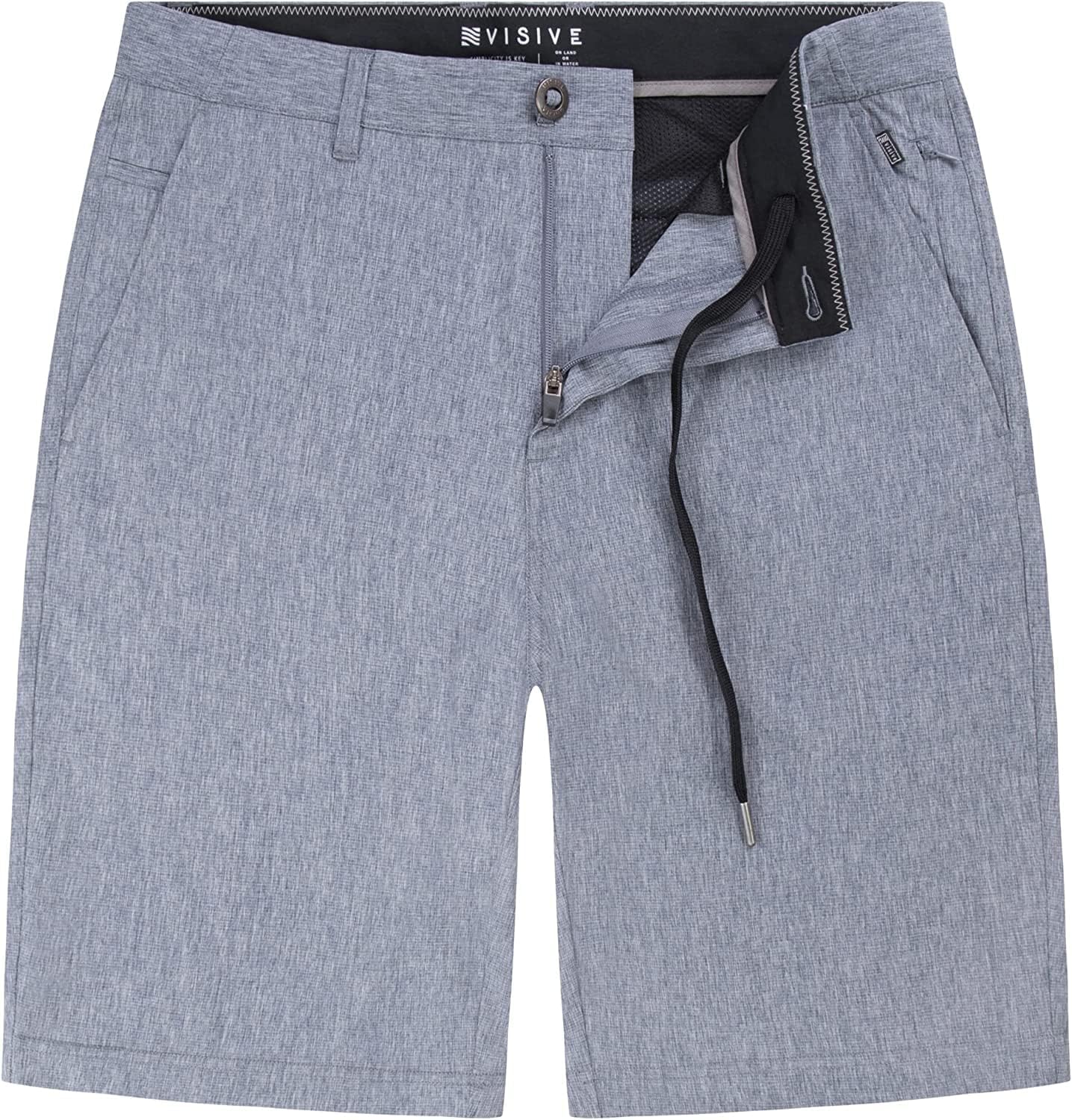Visive Alpha Mens Hybrid Shorts. 9 Inch Dress Golf Shorts, Quick Dry 4-Way Stretch Premium Lightweight Fabric