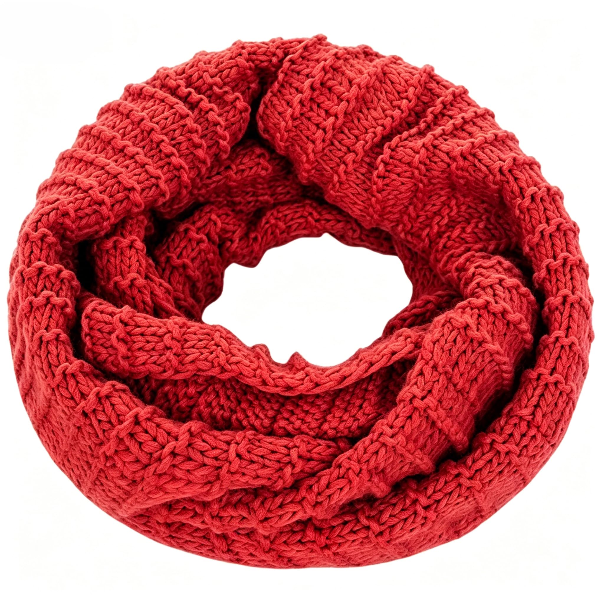 Lsyzhx Women's Red Infinity Scarf For Snood Winter Knit Winter Pullover Scarf Neck Warmer (Red)