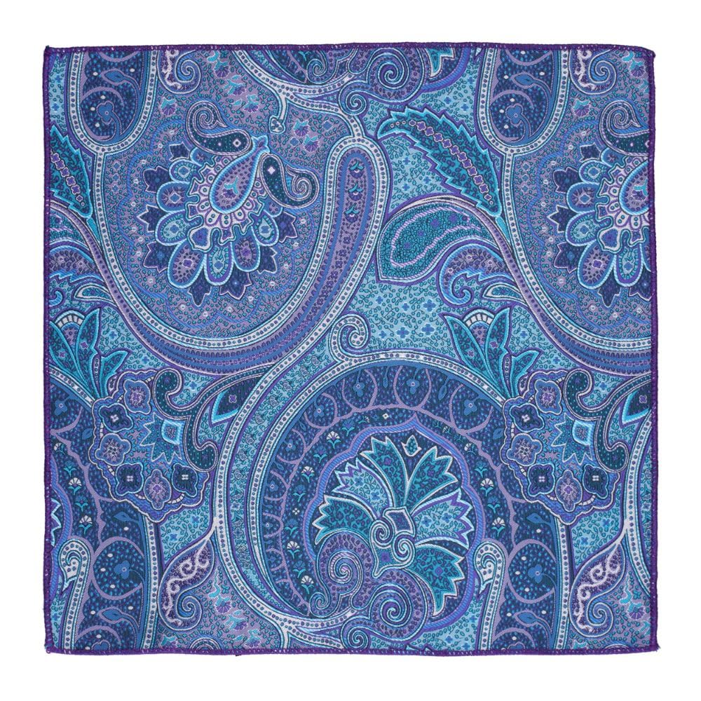 the tie hub Paisley Blue with Purple Microfiber Pocket Square For Men-picture-30