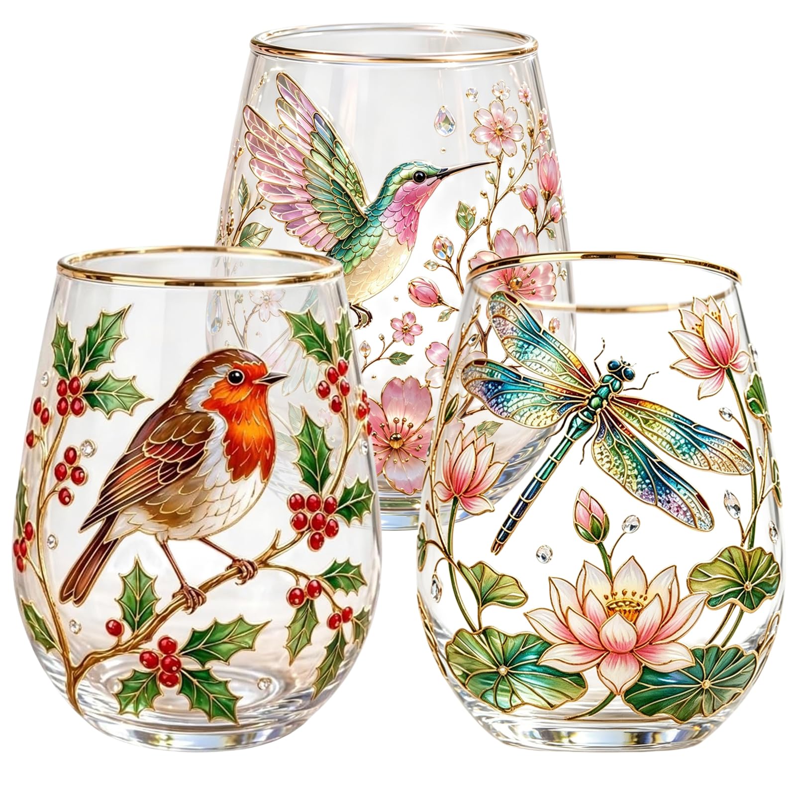 Gobelet de table quotidien 350 ml : verre transparent libellules