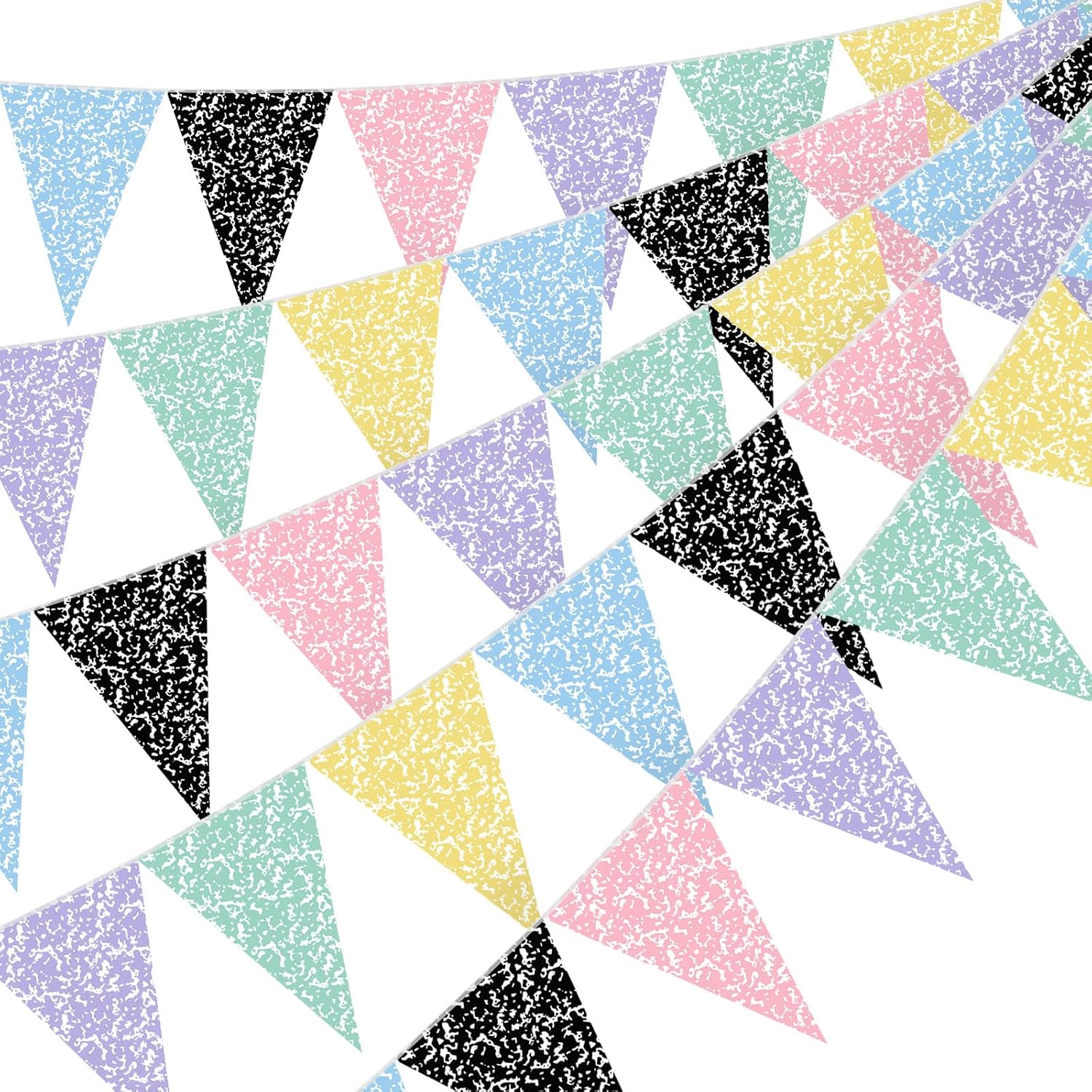 Tiamon 5 Pcs Composition Notebook Banner Classroom Decor Back to School Banner Decoration Colorful Composition Pennant Bunting 49.2 ft Pastel Triangle Flag for First Day of School Party Decoration
