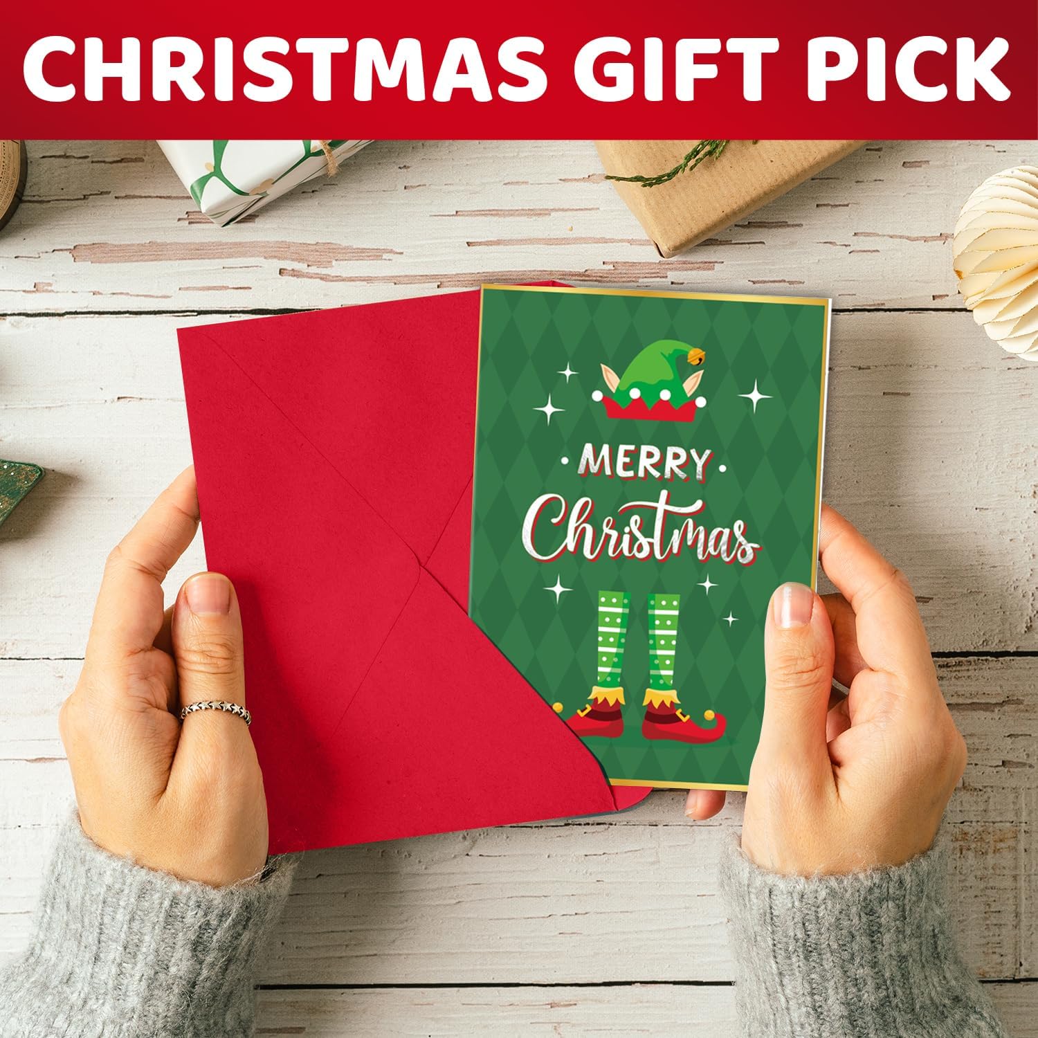 HAPPYPOP Christmas Tree Socks Gift - Elf Stocking Stuffers for Boys Girls with Greeting Card - Image 4