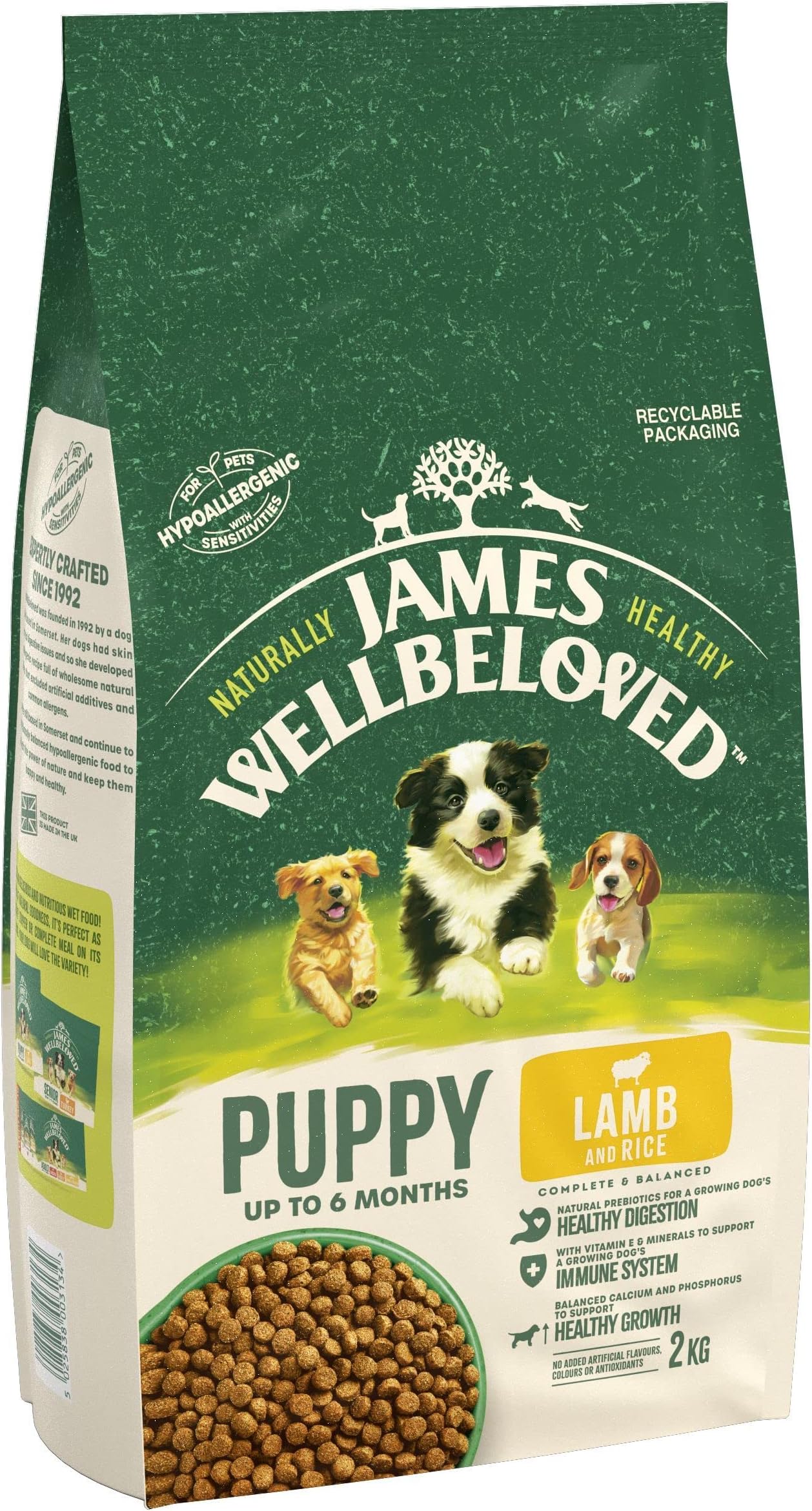 James Wellbeloved Puppy Lamb And Rice Kibble 2kg