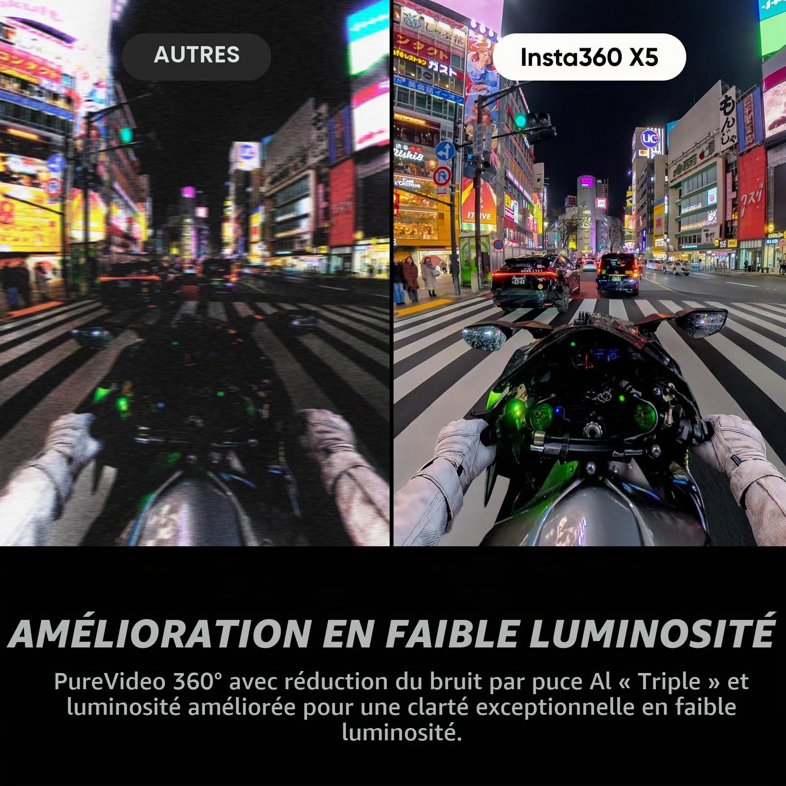 Insta360 X5 - Caméra 360 8K, Perche à Selfie Invisible, qualité Premium Jour et Nuit, objectifs Robustes & remplaçables, Appareil Photo vidéo étanche, dashcam, pour vlog, Moto (Reconditionné)