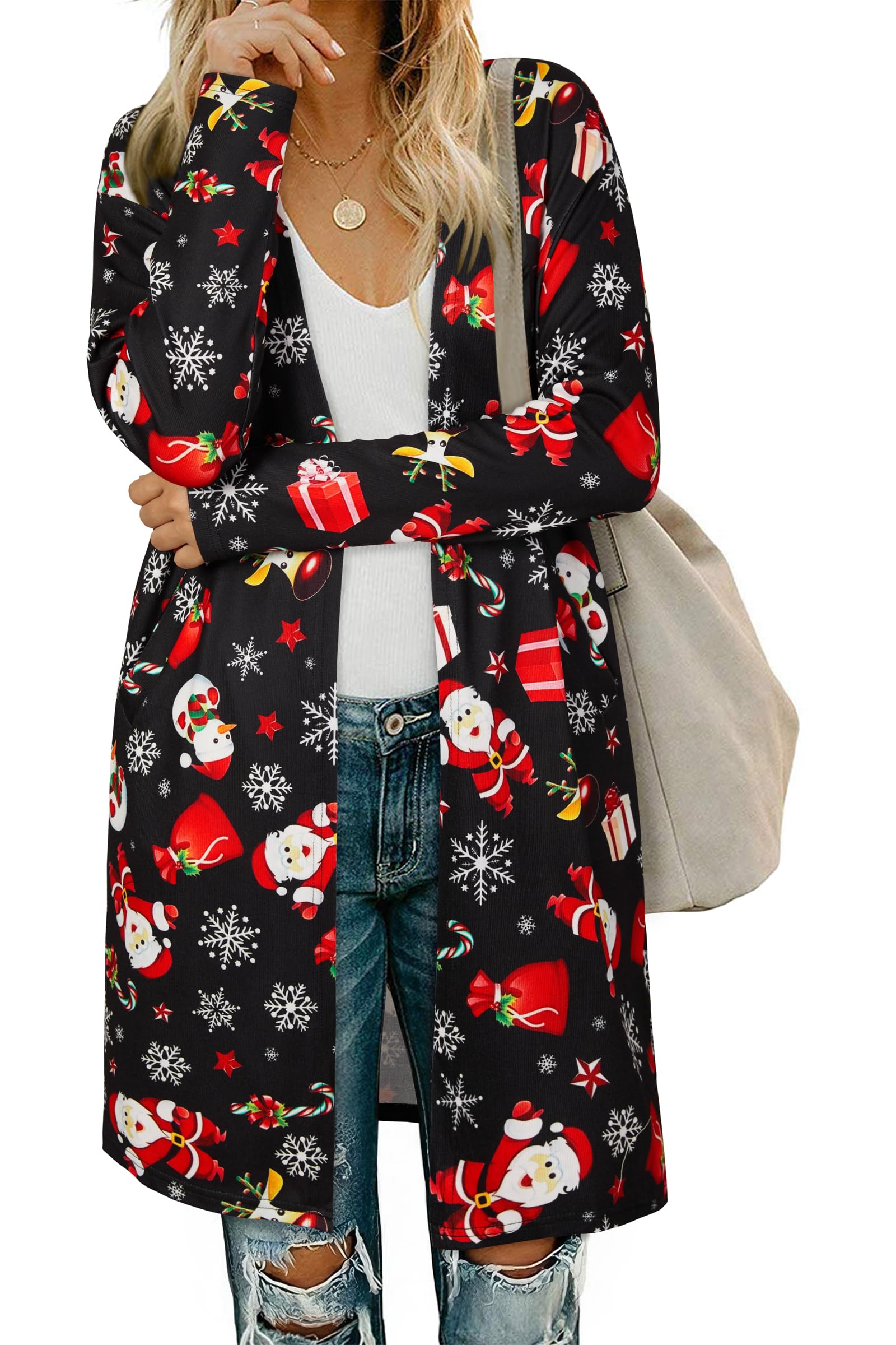 Locker.Ink | 10 Stylish Women's Jackets to Celebrate Christmas in Style OUGES Open Front Cardigan