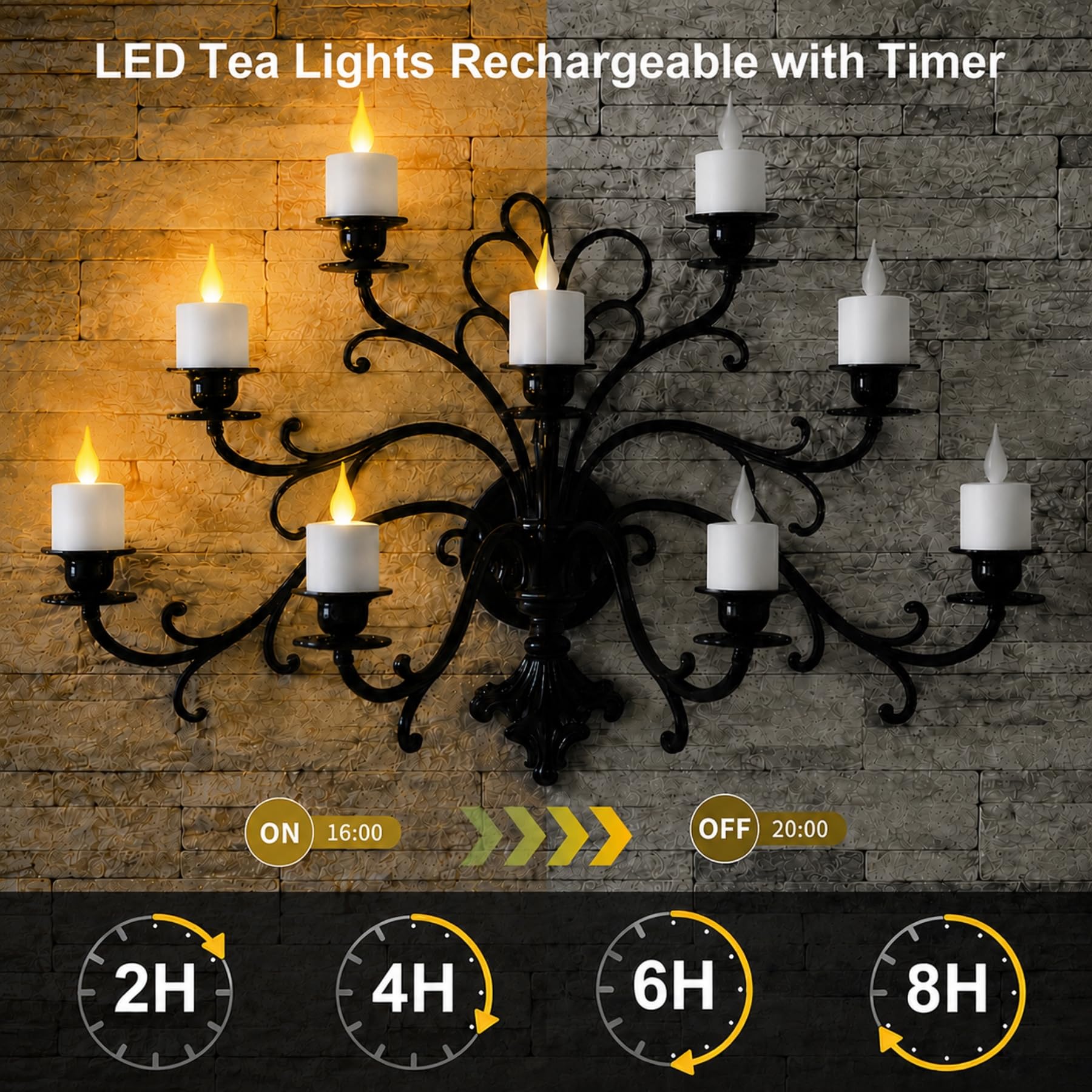 Lot de 12 bougies chauffe-plat LED rechargeables avec télécommande – Effet flamme vacillante, intensité réglable et station de charge – Idéal pour les fêtes et la décoration de Noël
