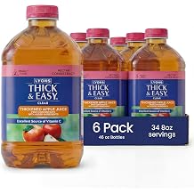 Thick & Easy Thickened Apple Juice, IDDSI Level 2 Ready-to-Drink Thickened Beverage for Swallowing Support, Mildly Thick Nectar Consistency, 46 fl oz - 6 Pack