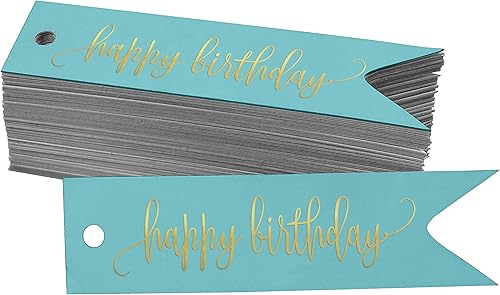 Miniatura 227 de Etiquetas de papel para colgar con texto en inglés «Happy Birthday», 100 unidades Azul,Aqua Blue,Negro -,azul, cerceta (Dark Teal Blue),Rosa