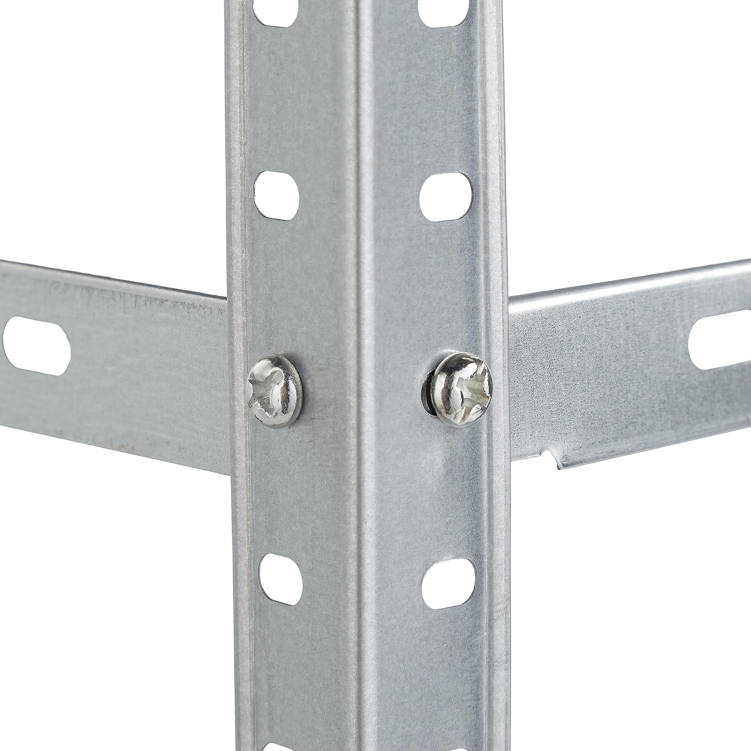 Relaxdays Rangement en métal, 4 Niveaux, Jusqu’à 160 kg, Acier, Stockage pour Le Garage, HxLxP : 150x75x30 cm, argenté