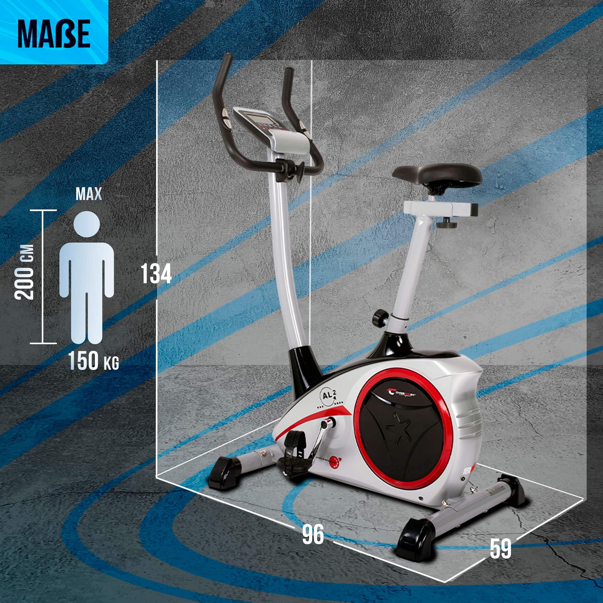 CHRISTOPEIT Heimtrainer Fahrrad Ergometer AL 2 S Digital silber | tiefer Einstieg, bis 150 kg, 24 Widerstandsstufen, 9 kg Magnet-Bremssystem, leise, Soft-Touch-Computer