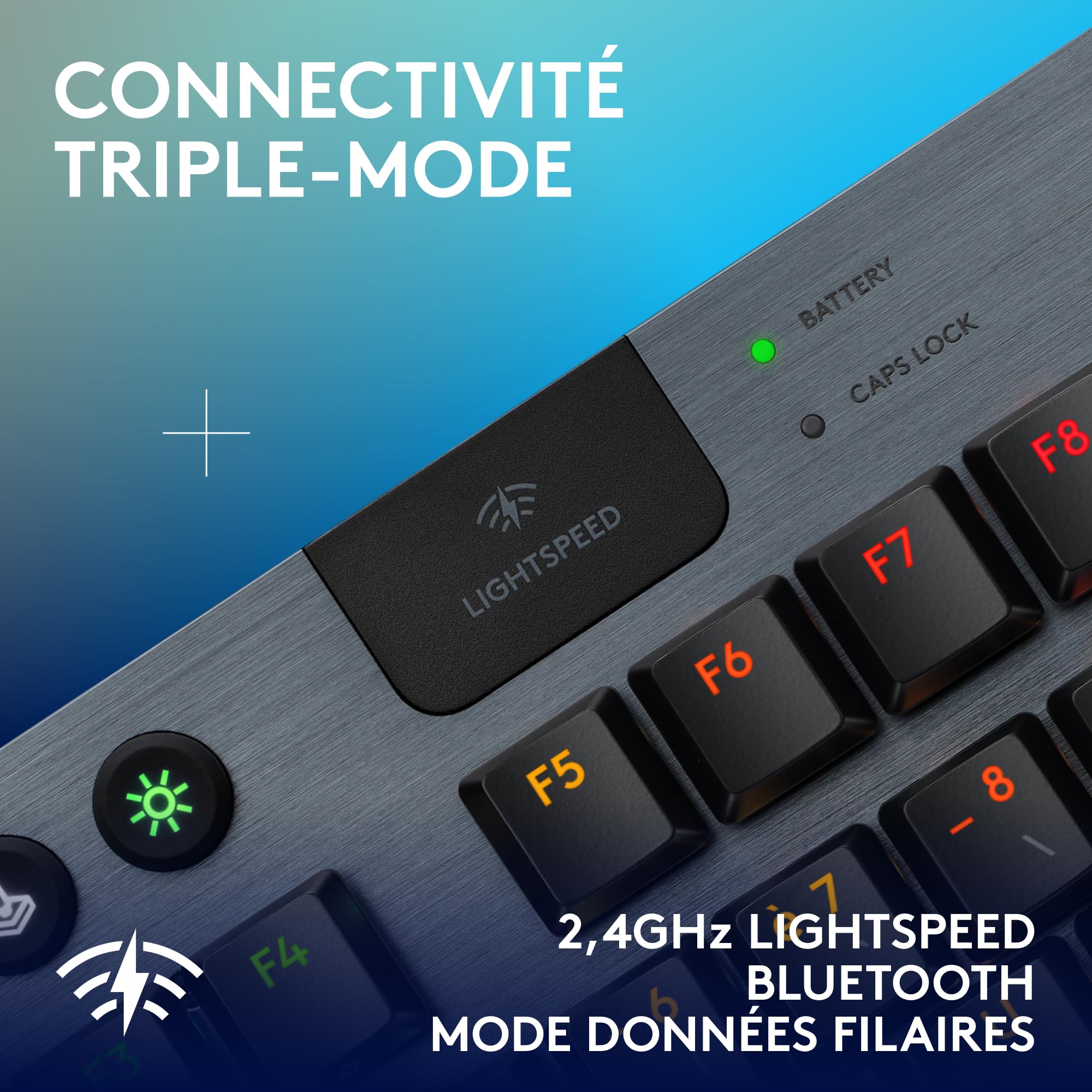 Logitech G G915 X LIGHTSPEED TKL Clavier gaming sans fil ultra-plat, touches PBT double couche, touches entièrement programmables, rétroéclairage RVB, GL Brown Tactile - PC/Mac, FRA AZERTY - Noir