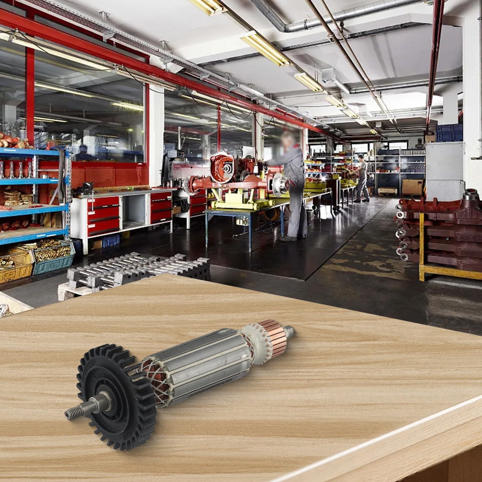 Anclaje de rotor de armadura de repuesto compatible con amoladora angular Makita GA5030 GA4530 GA4030 GA5034 GA4534 GA4031, construcción de metal para