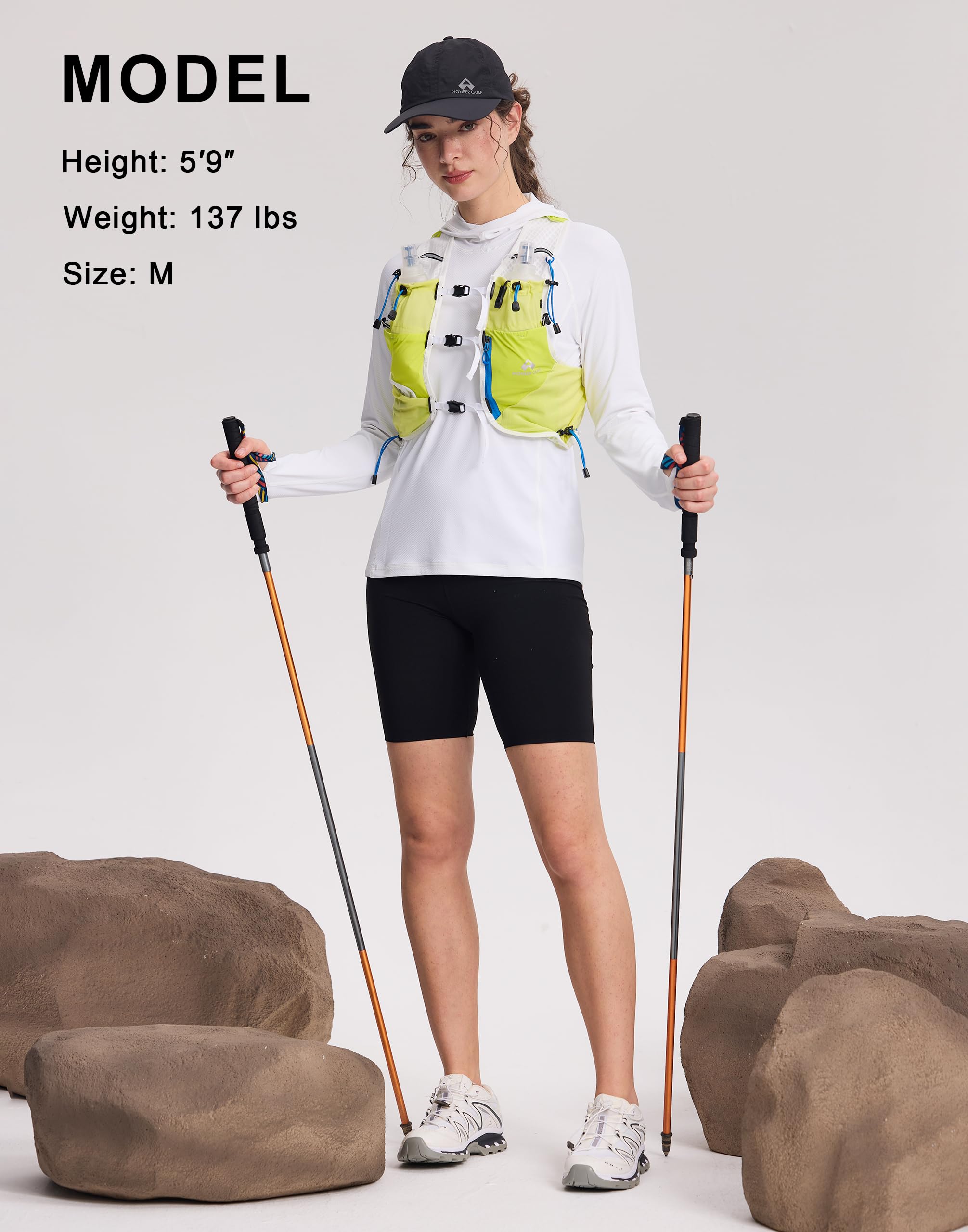 Pioneer Camp Sun Sweat à capuche pour femme - Protection UV - Manches longues - Léger - Fast-Dry - Avec capuche - Structure en nid d'abeille UPF 50+ pour la respirabilité - Extensible dans les 4
