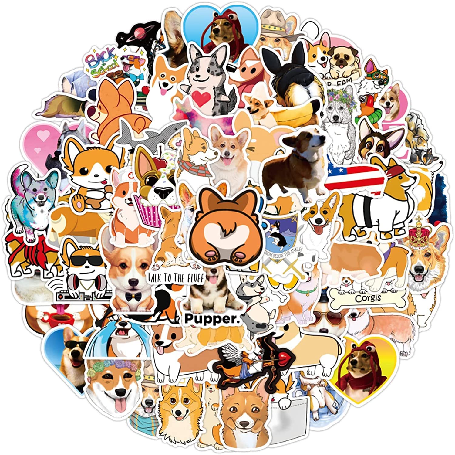 Amazon.co.jp: Generic かわいい犬ステッカー100枚、ペットのコーギー 