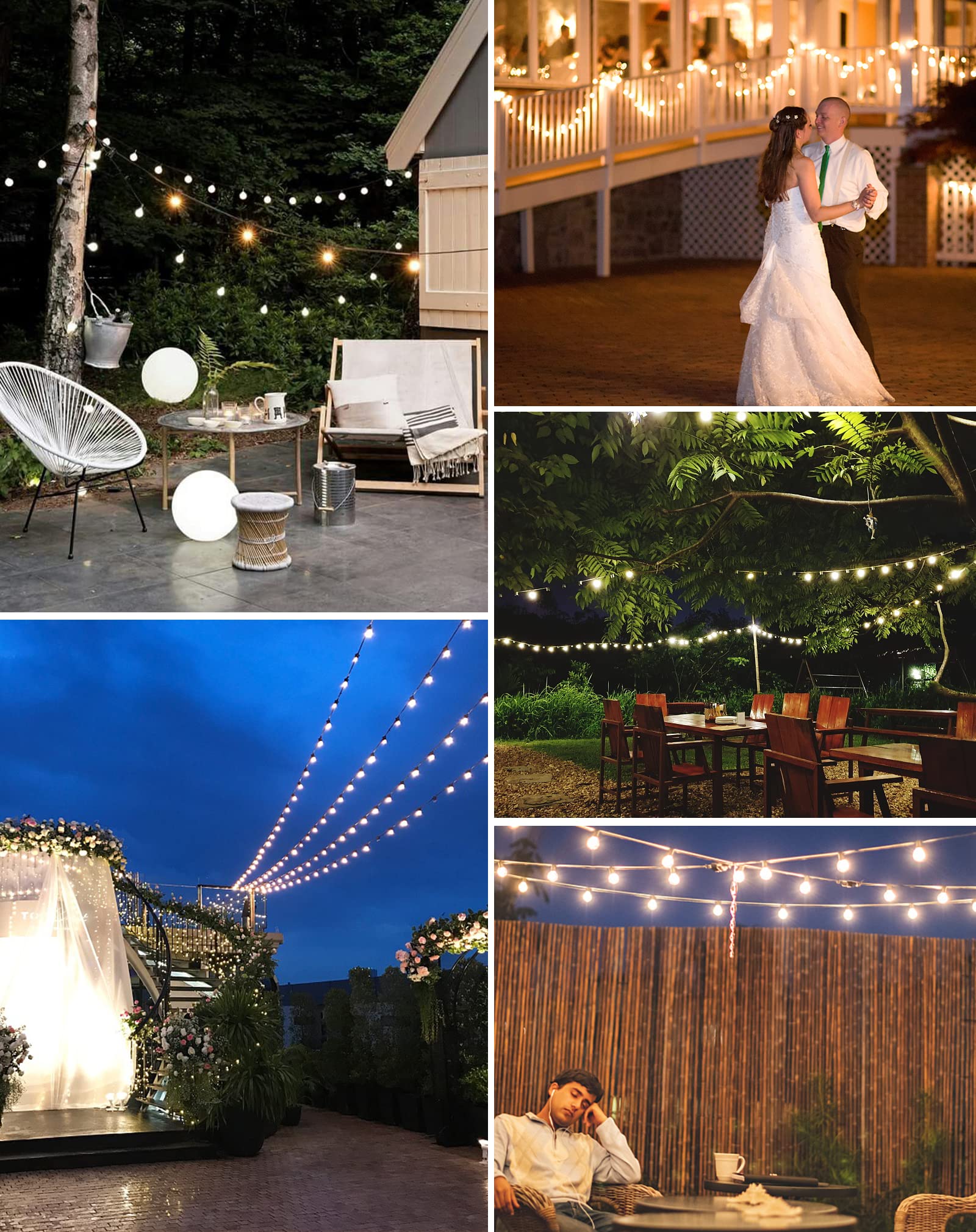 Zuske Guirnaldas de Luces Exterior, 30M LED Cadena de Luz con 50+2 Bombillas, IP65 Impermeable Guirnaldas Luminosas Exterior con Enchufe Luces Exterior para Jardín, Patio, Fiesta,Terraza
