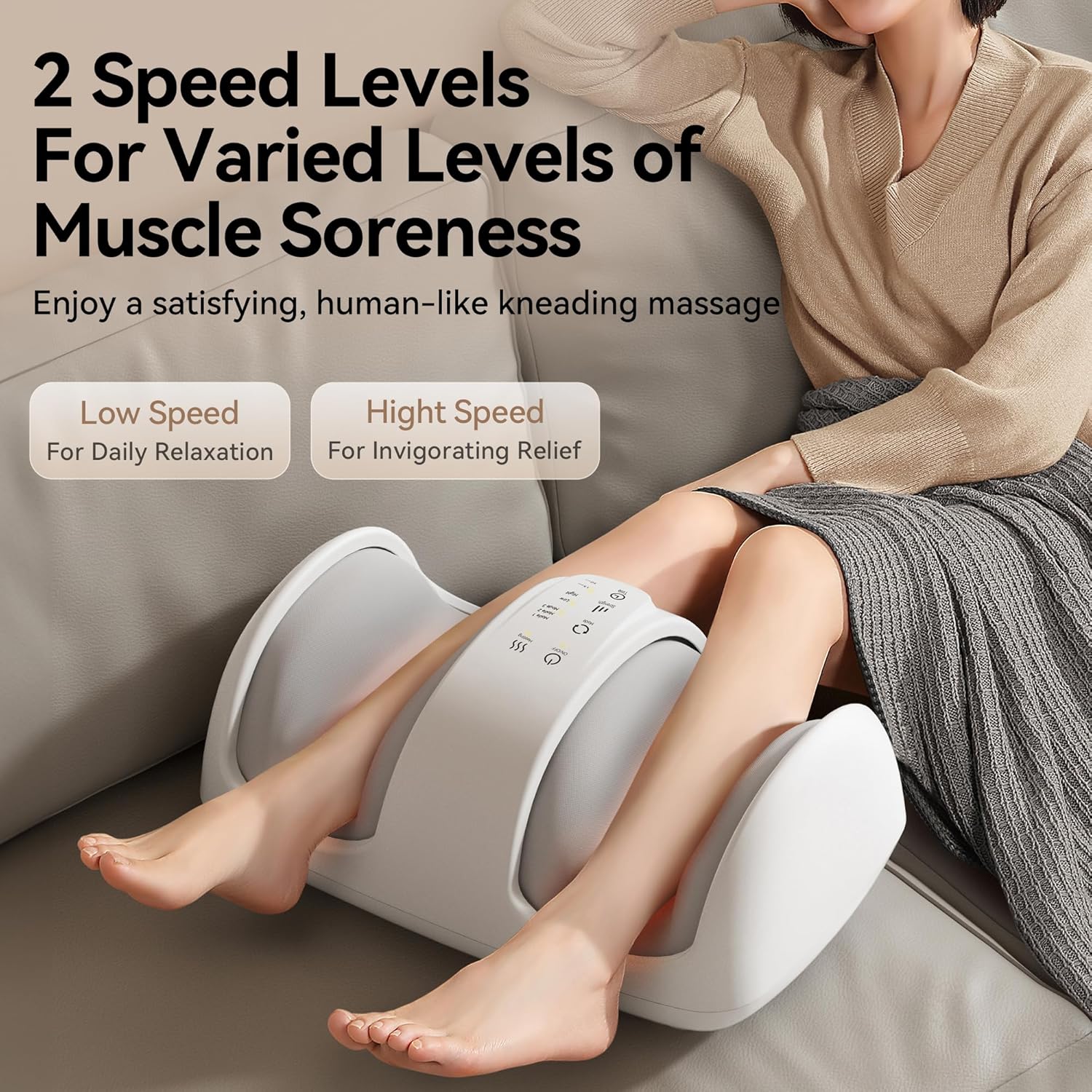 Foot and Calf Massager with Heat, Cloud Foot Massager for Neuropathy, Plantar Fasciitis and Circulation, Shiatsu Foot Massager Machine with Massage Roller for Pain Relief, Gifts for Women/Men