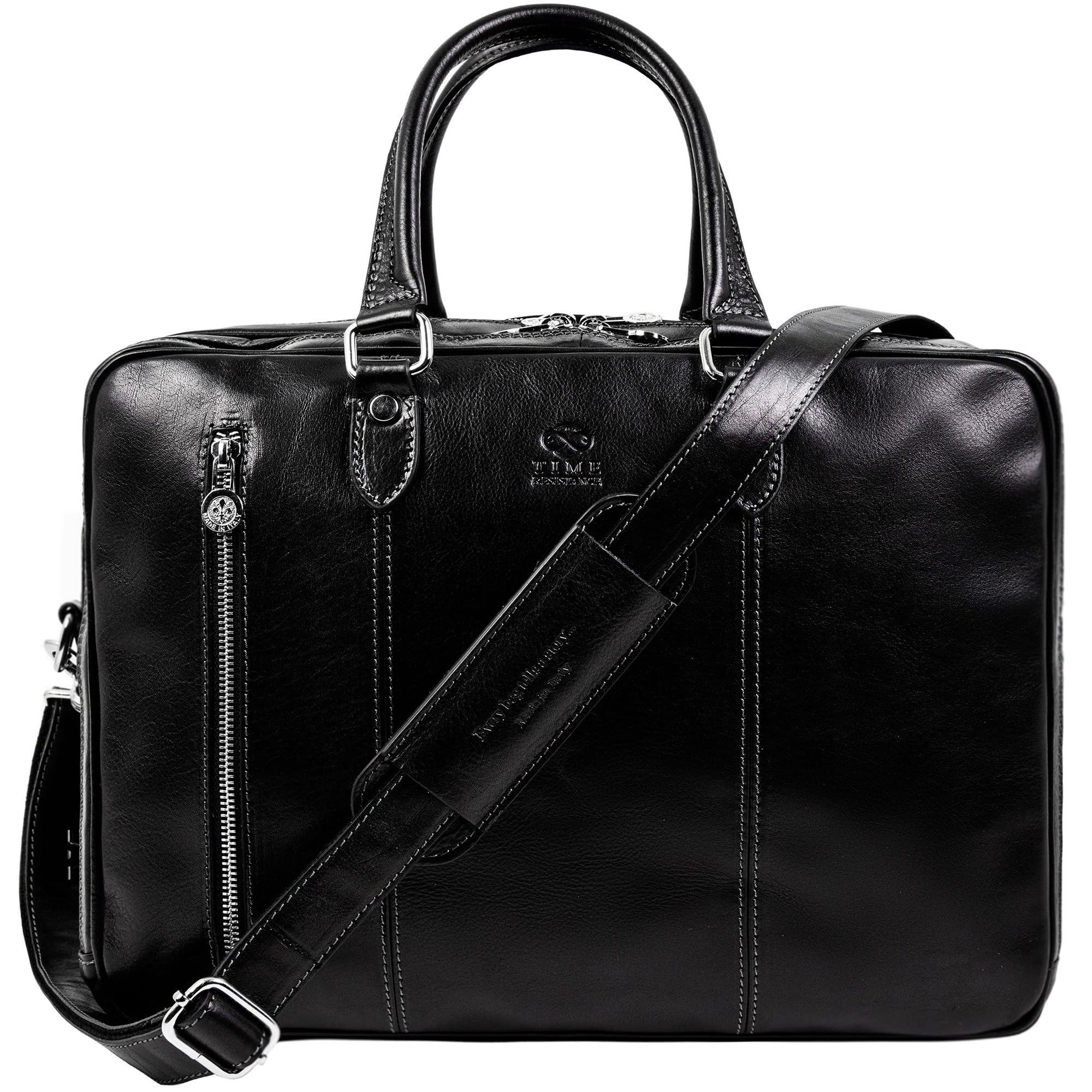 Time Resistance Leder Aktentasche handgefertigte Umhängetasche Laptoptasche für bis zu 15 Zoll Laptop Dokumententasche A4 umwandelbar zum Rucksack