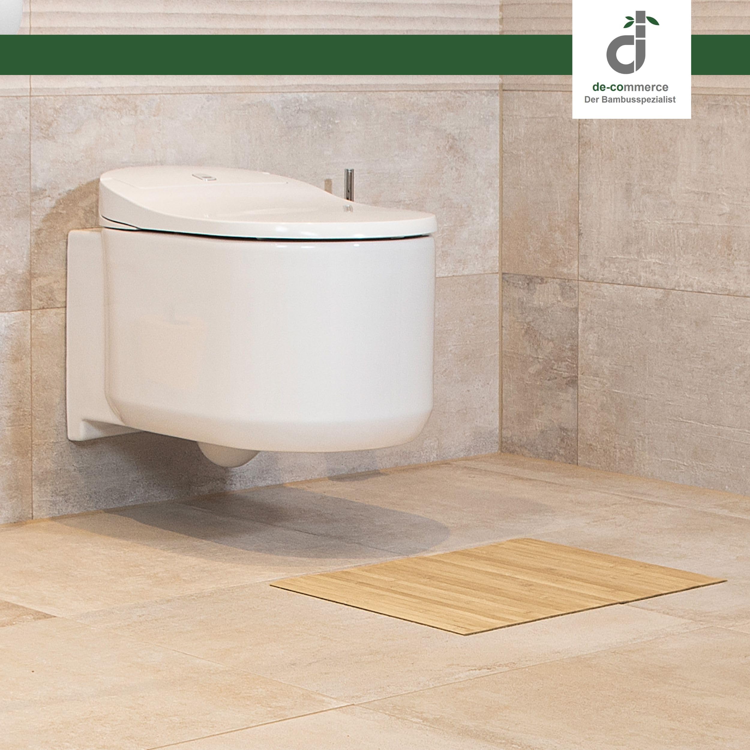 DE-COmmerce Tapis de Bain en Bambou Lines, Lot de 3, Tapis de Salle de Bain, Tapis en Bois, Tapis en Bambou, Salle de Bain, antidérapant, Couleur : Pure