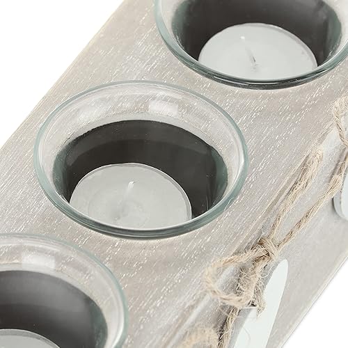 Miniatura 7 de Relaxdays Juego de portavelas 4 vasos votivos con velas, diseño de corazón, centro de mesa, comedor, beige/blanco, 70% tablero de fibra 30%, 8 x