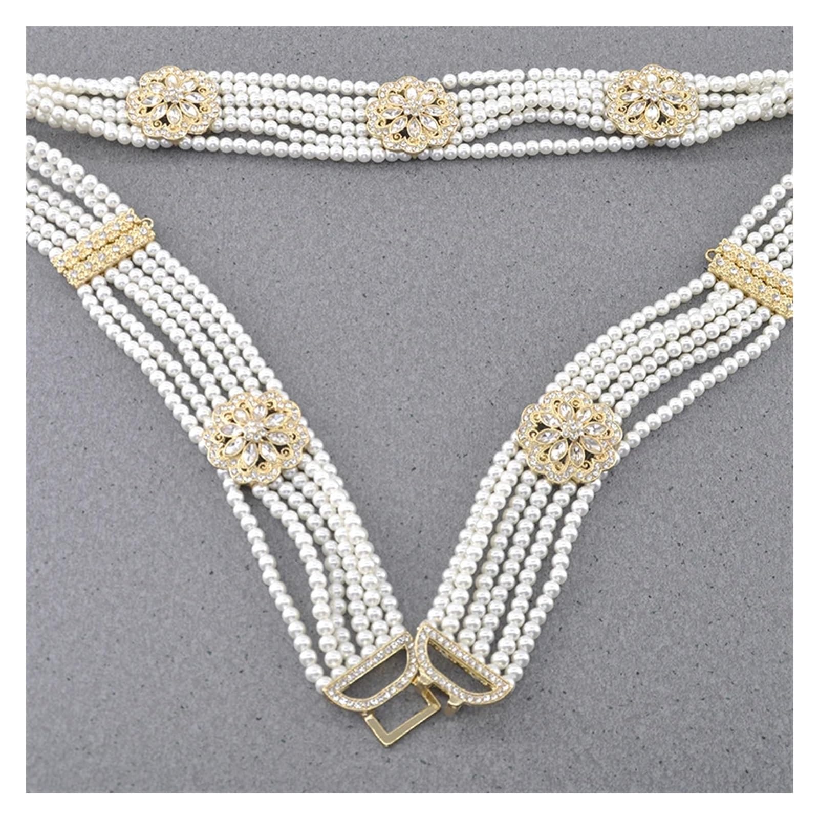 Ceintures en perles pour femme - Magnifique chaîne de taille en perles - Longueur réglable - Bijoux de mariée européenne - Fleur de mariage