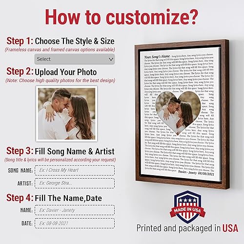 Vista 65 de H-DEWALL Letras de canciones personalizadas con marco, arte de pared musical personalizado para él, decoración sentimental y regalo inspirador