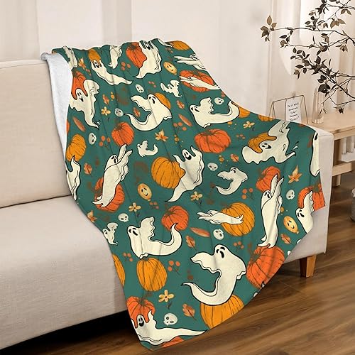 Miniatura 10 de SUPERICH Manta de fantasma de Halloween para bebé, regalo súper suave, manta acogedora para recién nacido, manta para cochecito de bebé, manta para