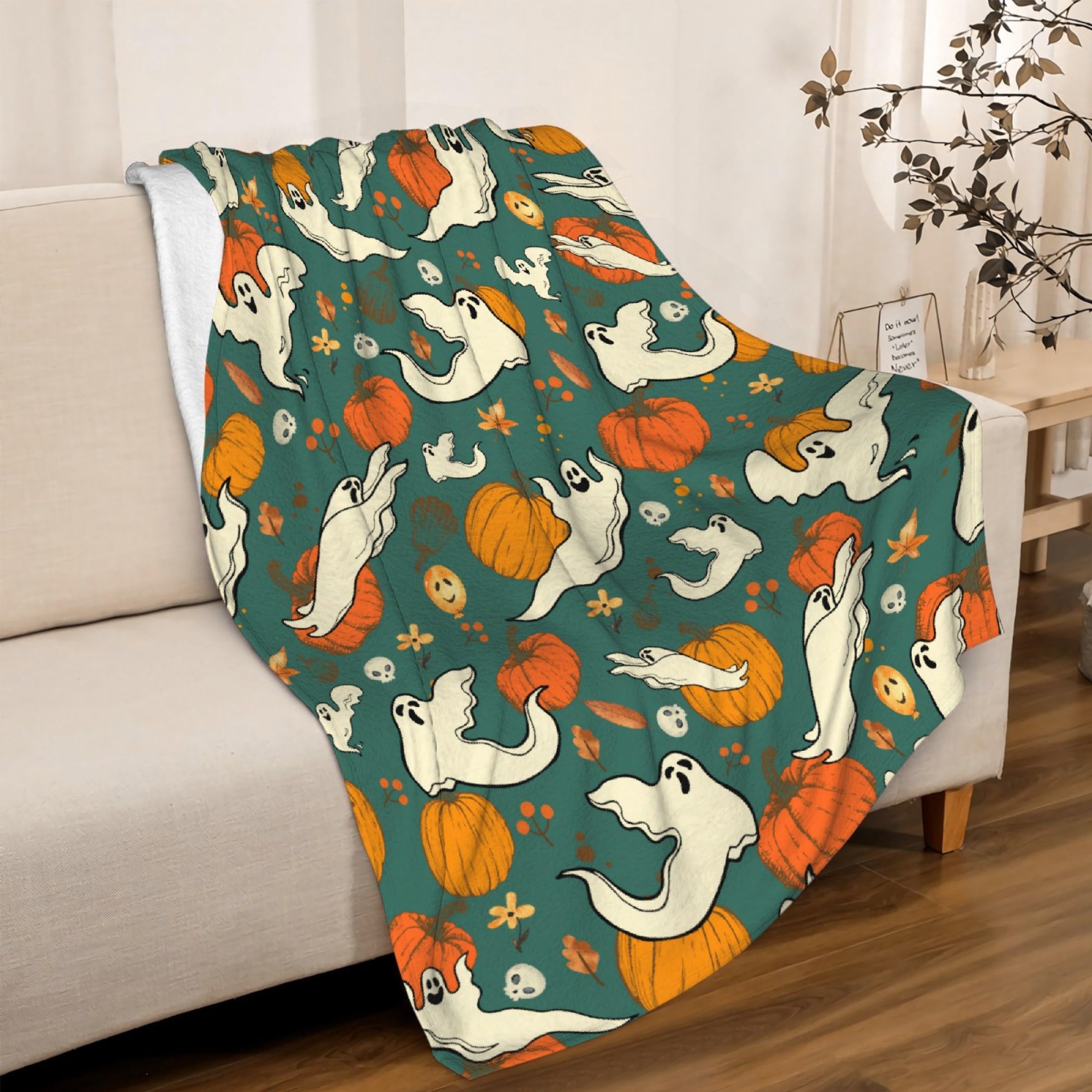 Halloween Pumpkin Blanket - Soft Fleece Throw Blanket, Cozy Flannel, Air Conditioning, 120x90 inches, Family
