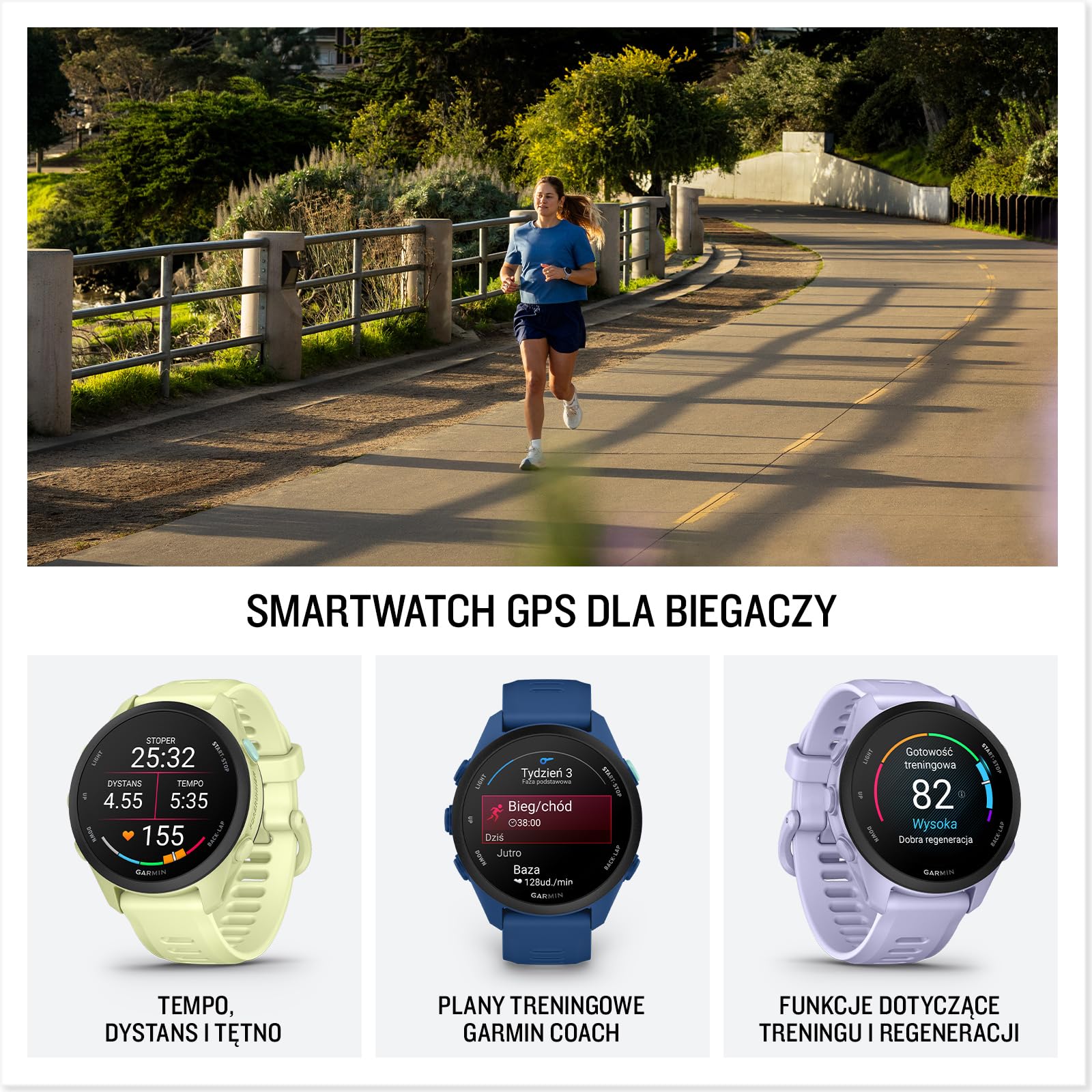 Garmin Forerunner 70 Smartwatch Do Biegania GPS, Amazon Exclusive, 43mm AMOLED, Do 13 Dni Pracy Baterii, Tidal Blue