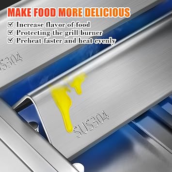 7635 38.9cm SUS304 Flavorizer Bars for Weber Spirit I & II 200 Series - E210, S210, E220, S220 with Front Control Knobs, 15.3 Inch Flavor Bars for Weber GS4 Spirit Grill