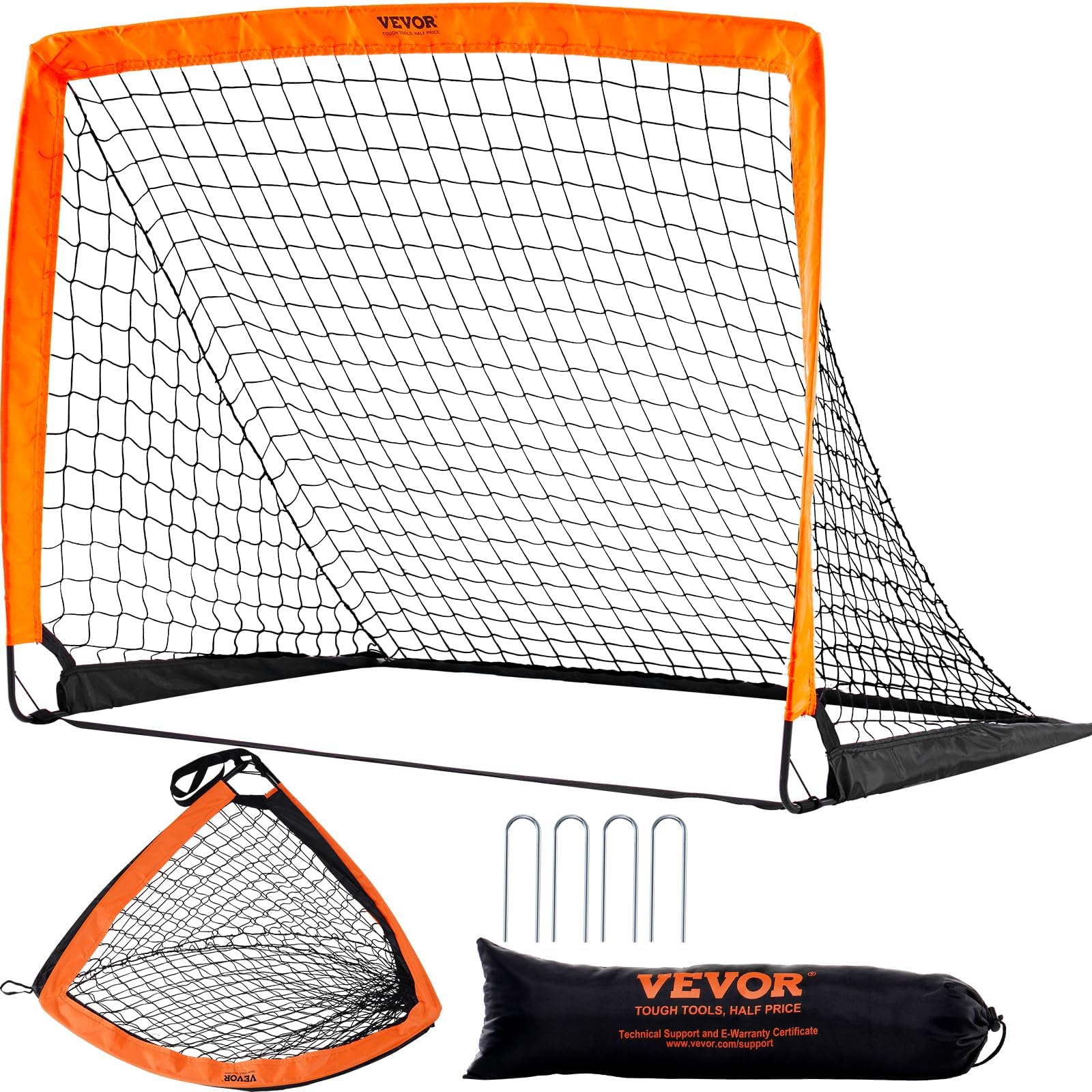 VEVOR Professional Football Goal, 1200 x 900 mm, Orange, Pop-Up, Foldable, Portable, Outdoor, Adults & Children, Football Goals Garden
